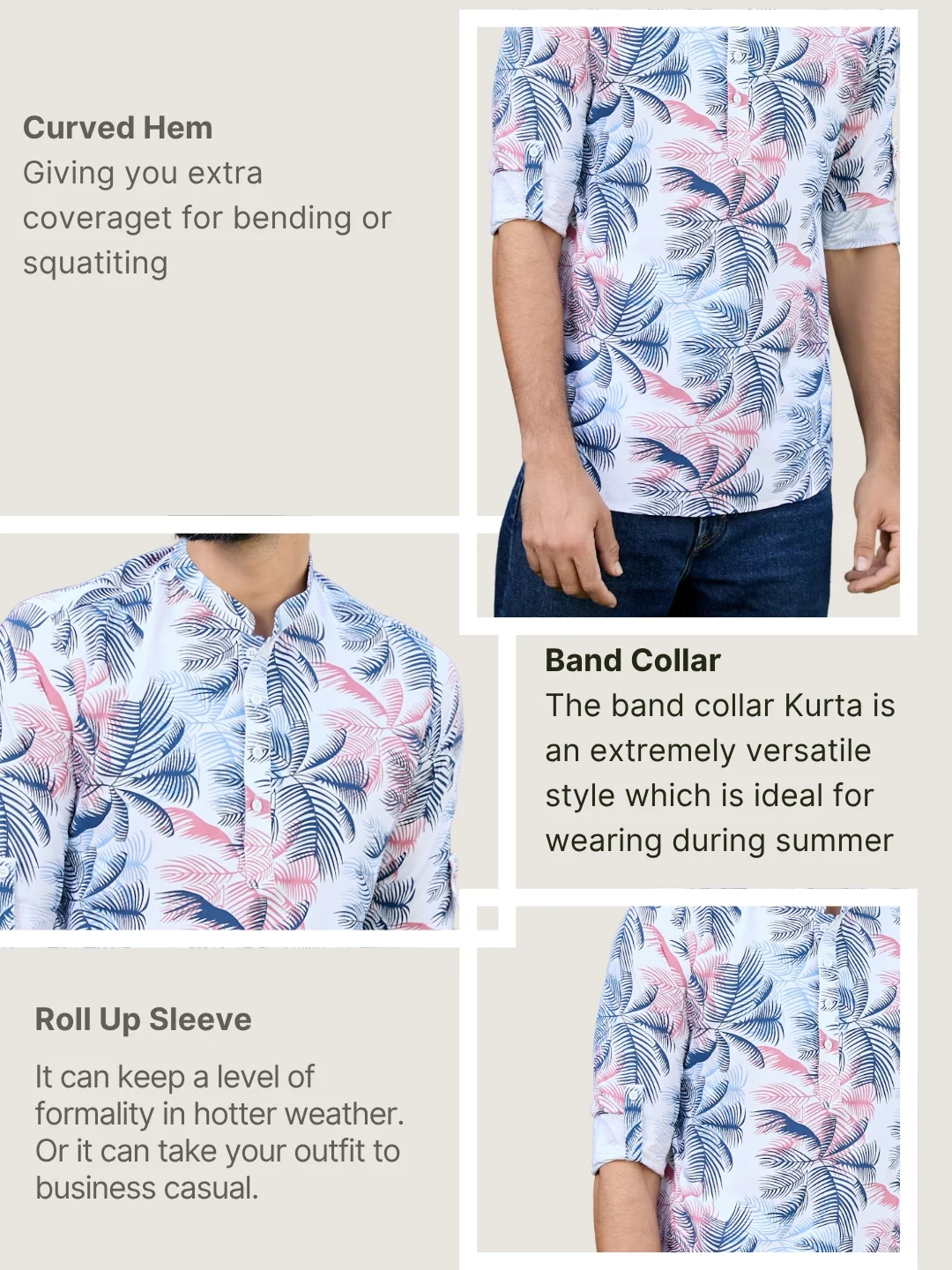 Men Tropical Rayon Short Kurta - Image 4