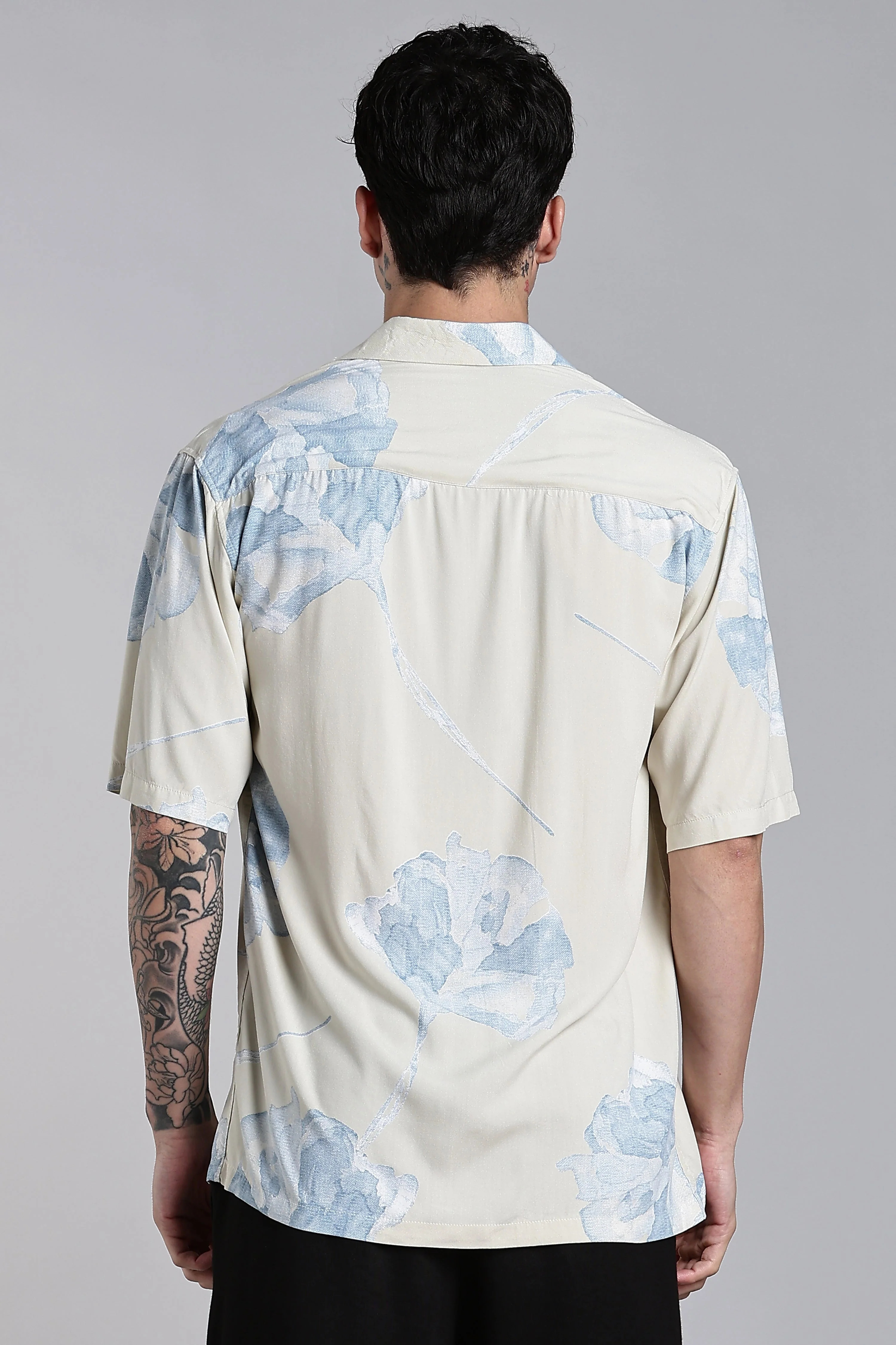 Men Tropivo Beige Floral Shirt - Image 2