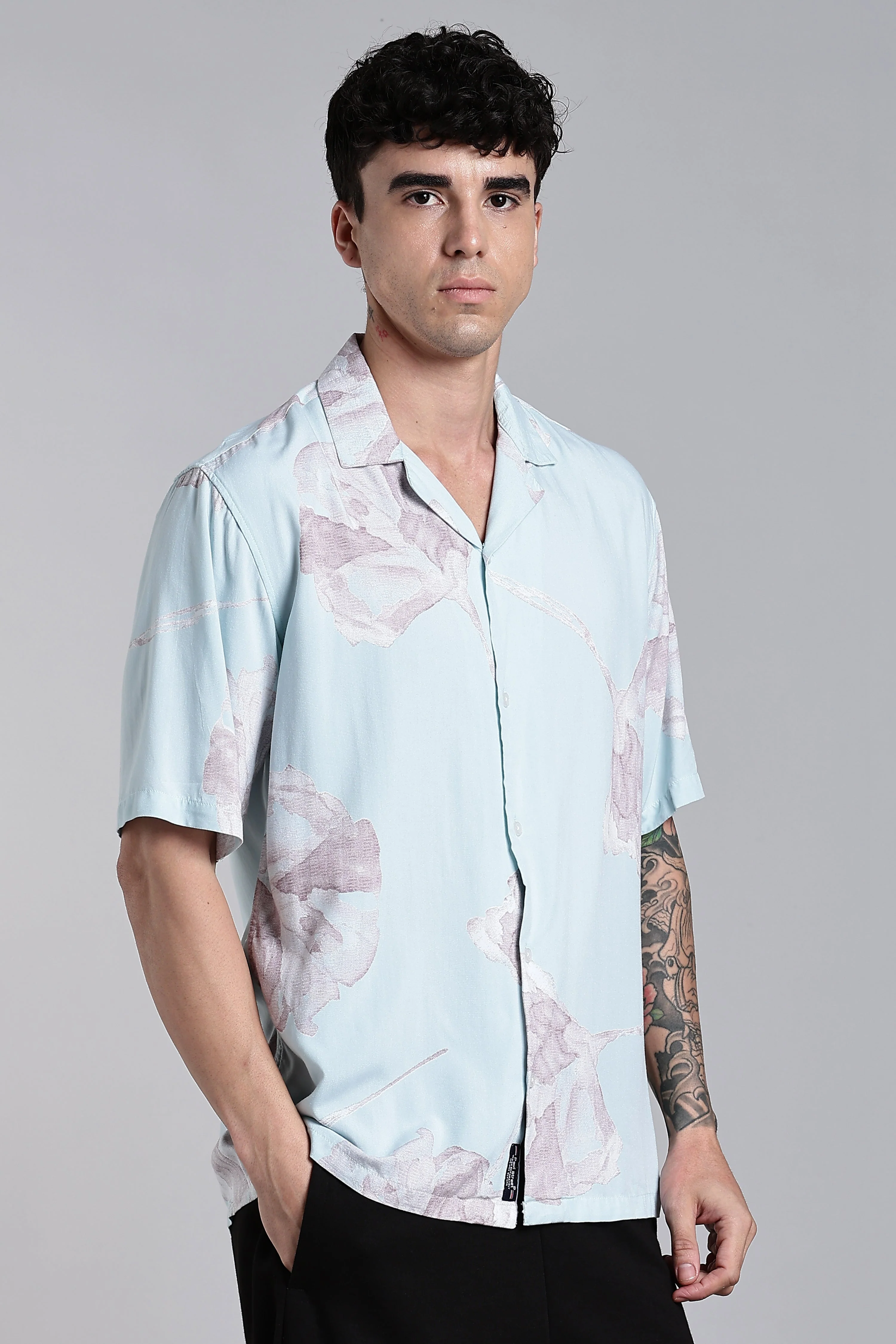 Men Tropivo Blue Floral Shirt - Image 5
