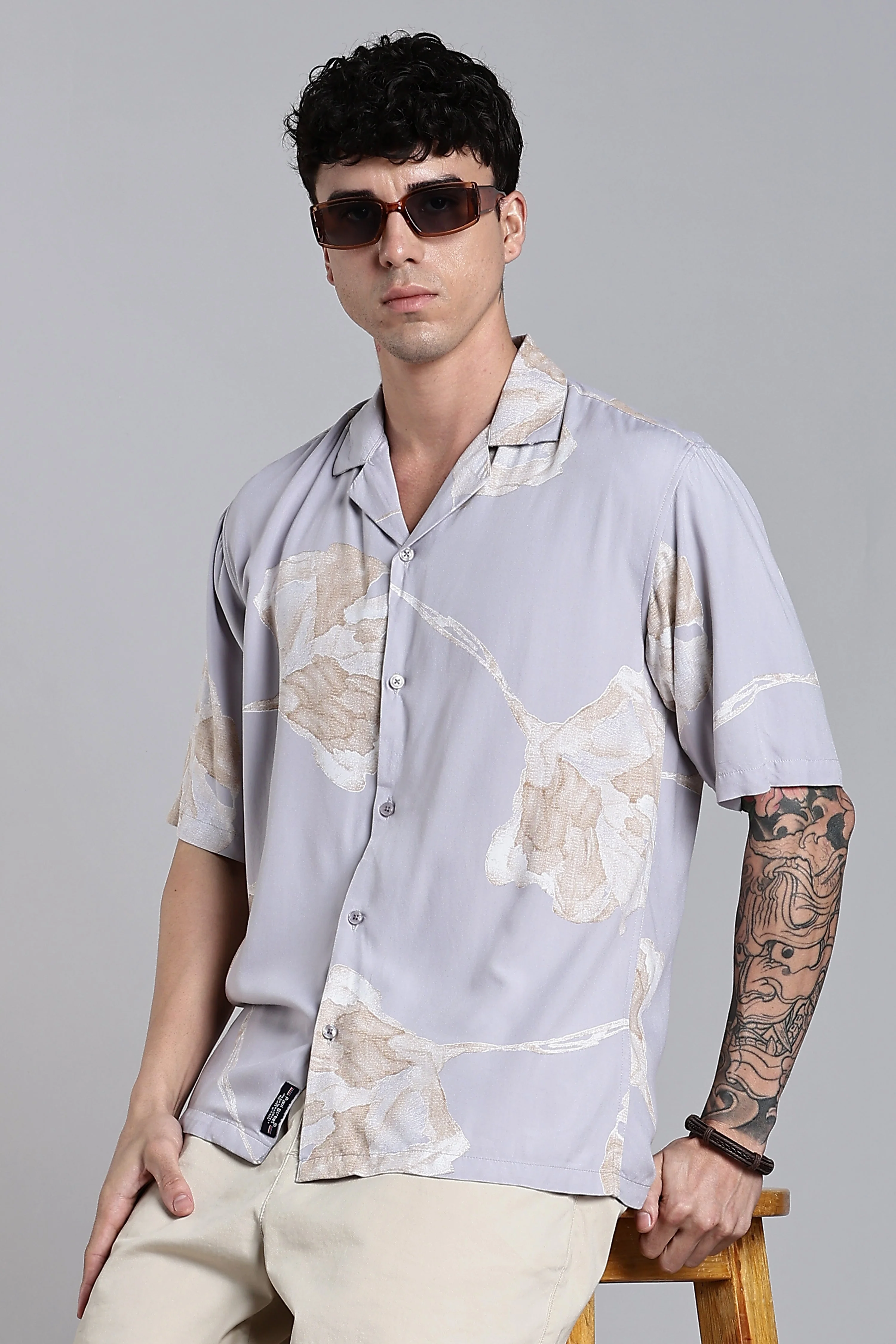 Men Tropivo Lilac Floral Shirt - Image 3