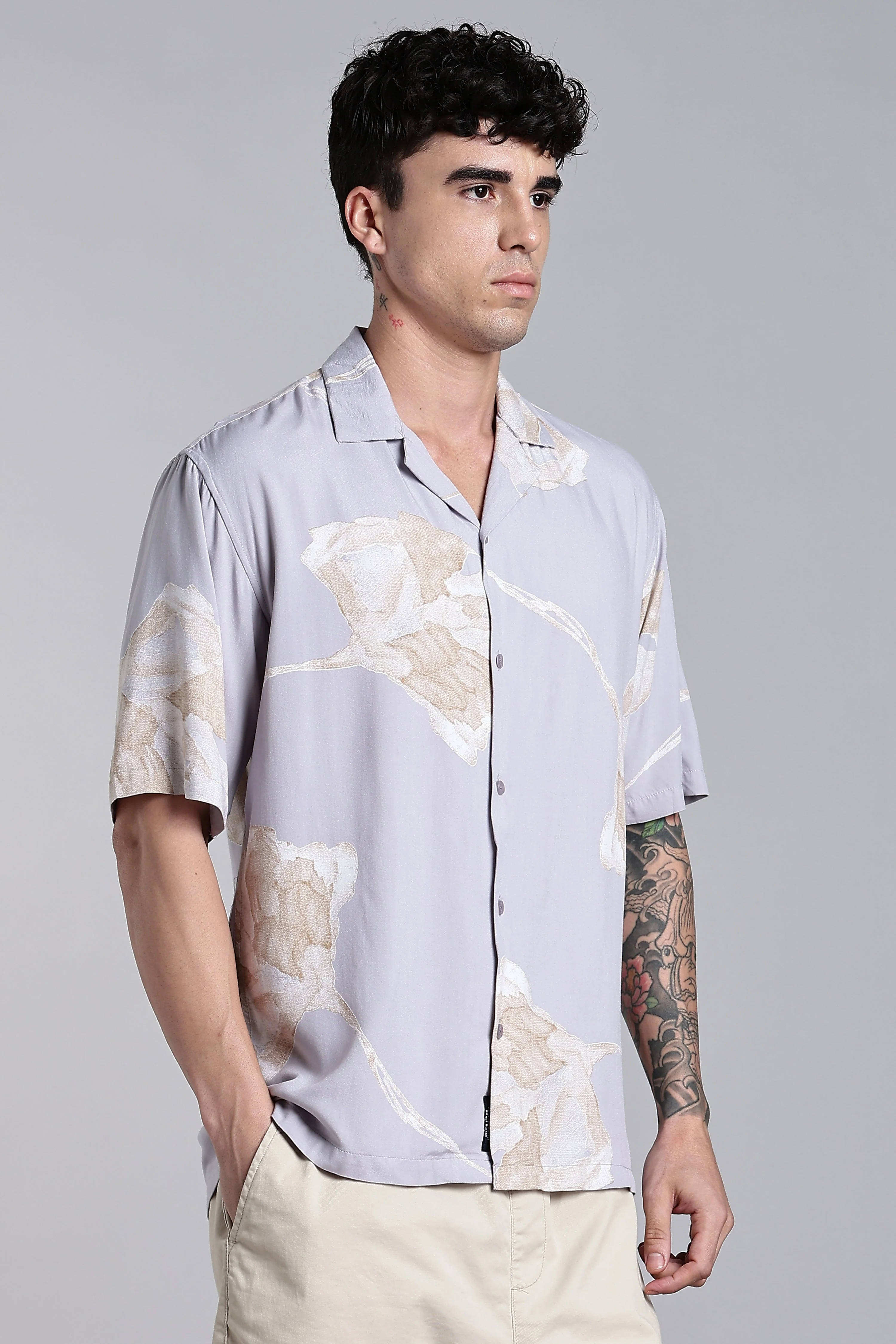 Men Tropivo Lilac Floral Shirt - Image 5