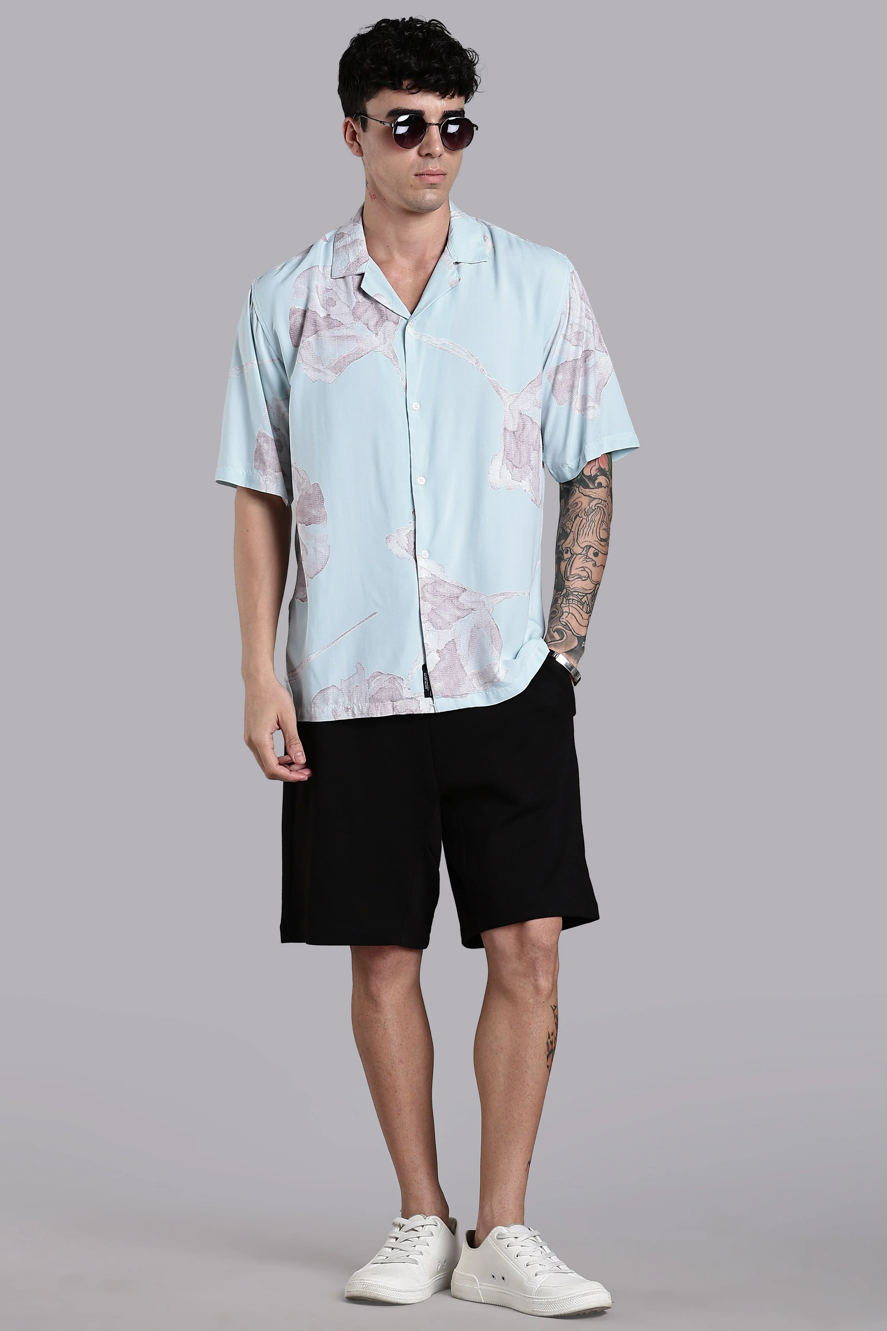 Men Tropivo Lilac Floral Shirt - Image 6