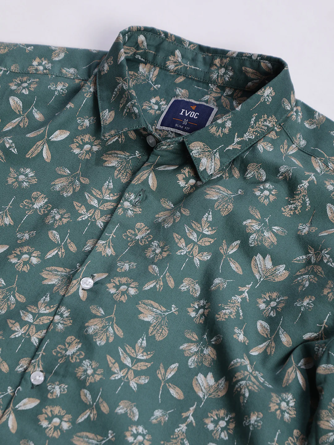 Men Turquoise Floral Printed Shirt - Image 6