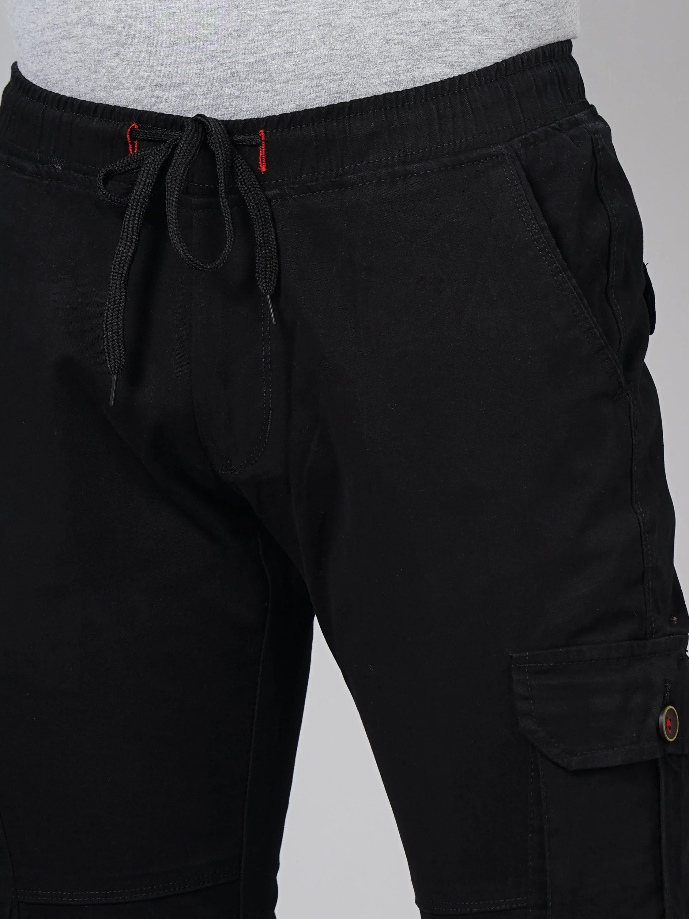 Men Twill Black Cargo Pant - Image 3