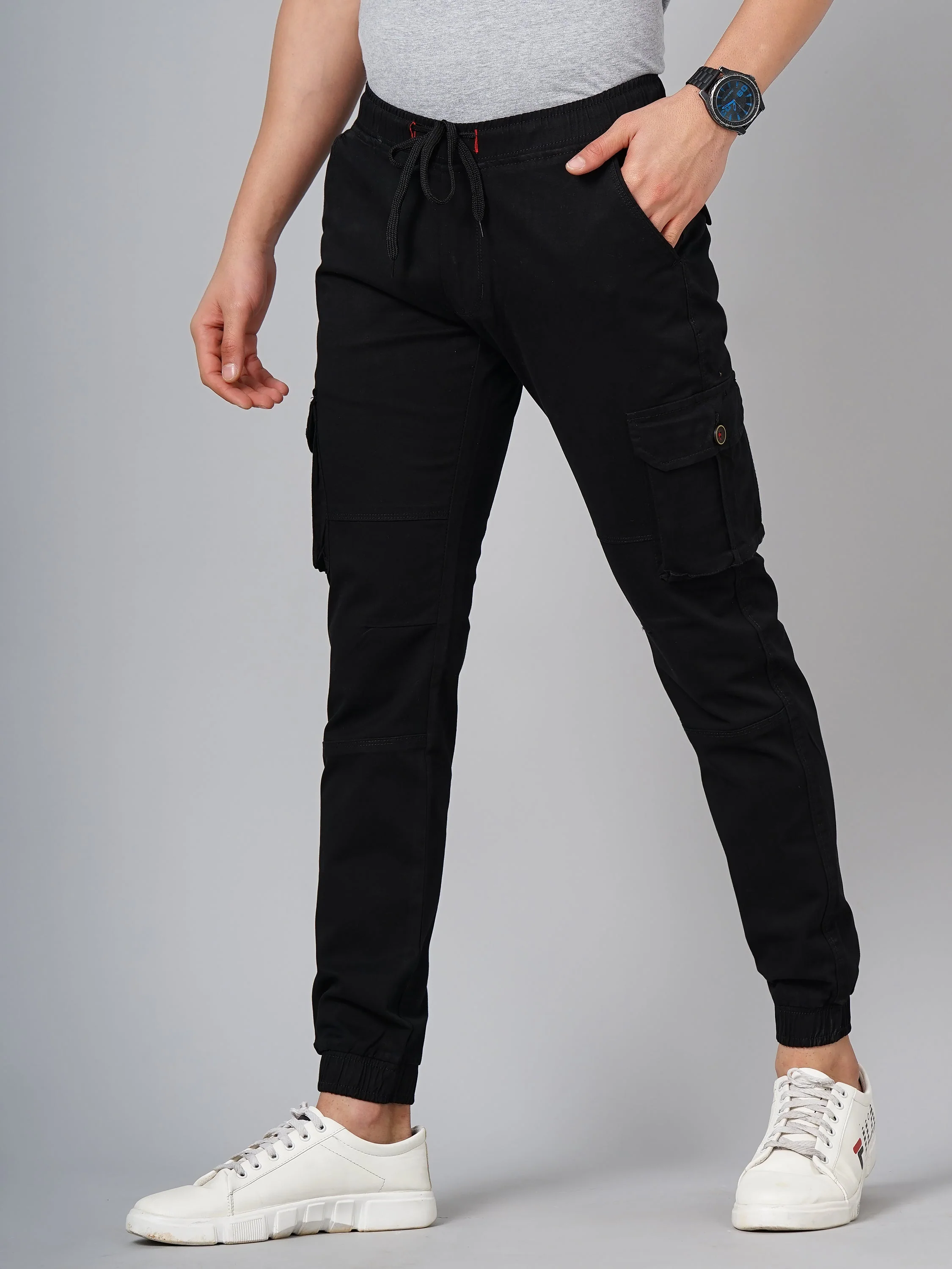 Men Twill Black Cargo Pant - Image 4