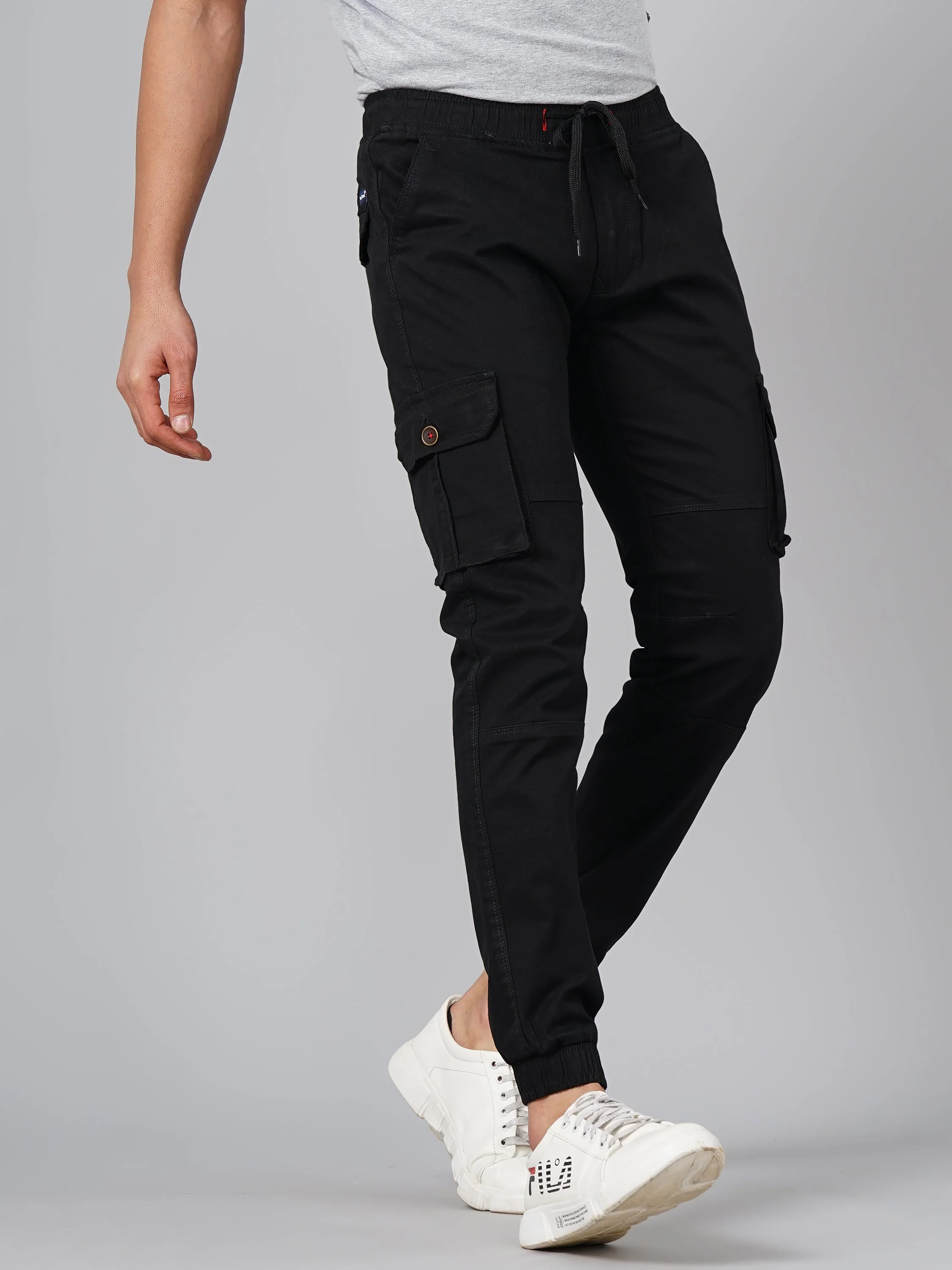 Men Twill Black Cargo Pant - Image 5
