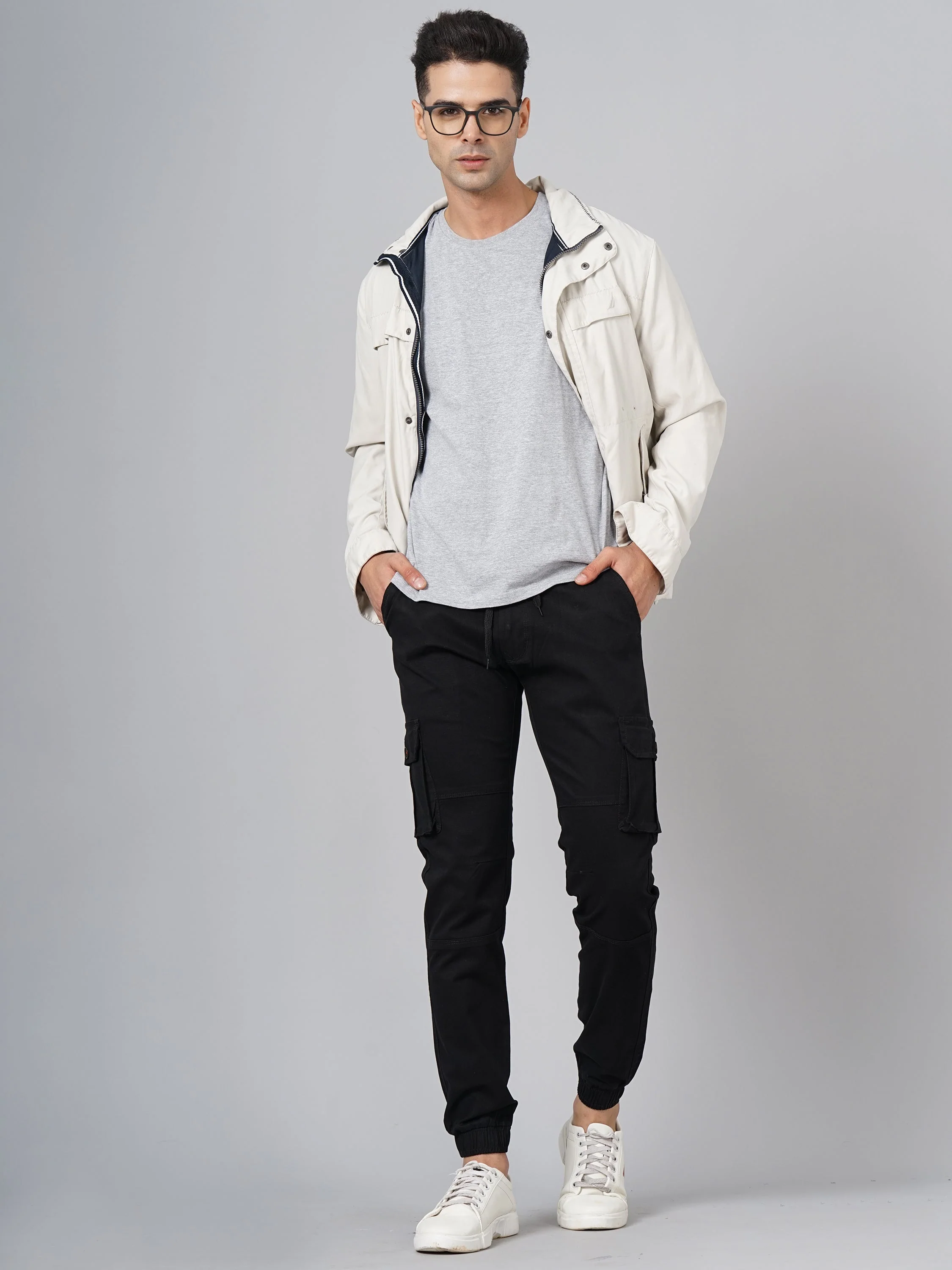 Men Twill Black Cargo Pant - Image 6