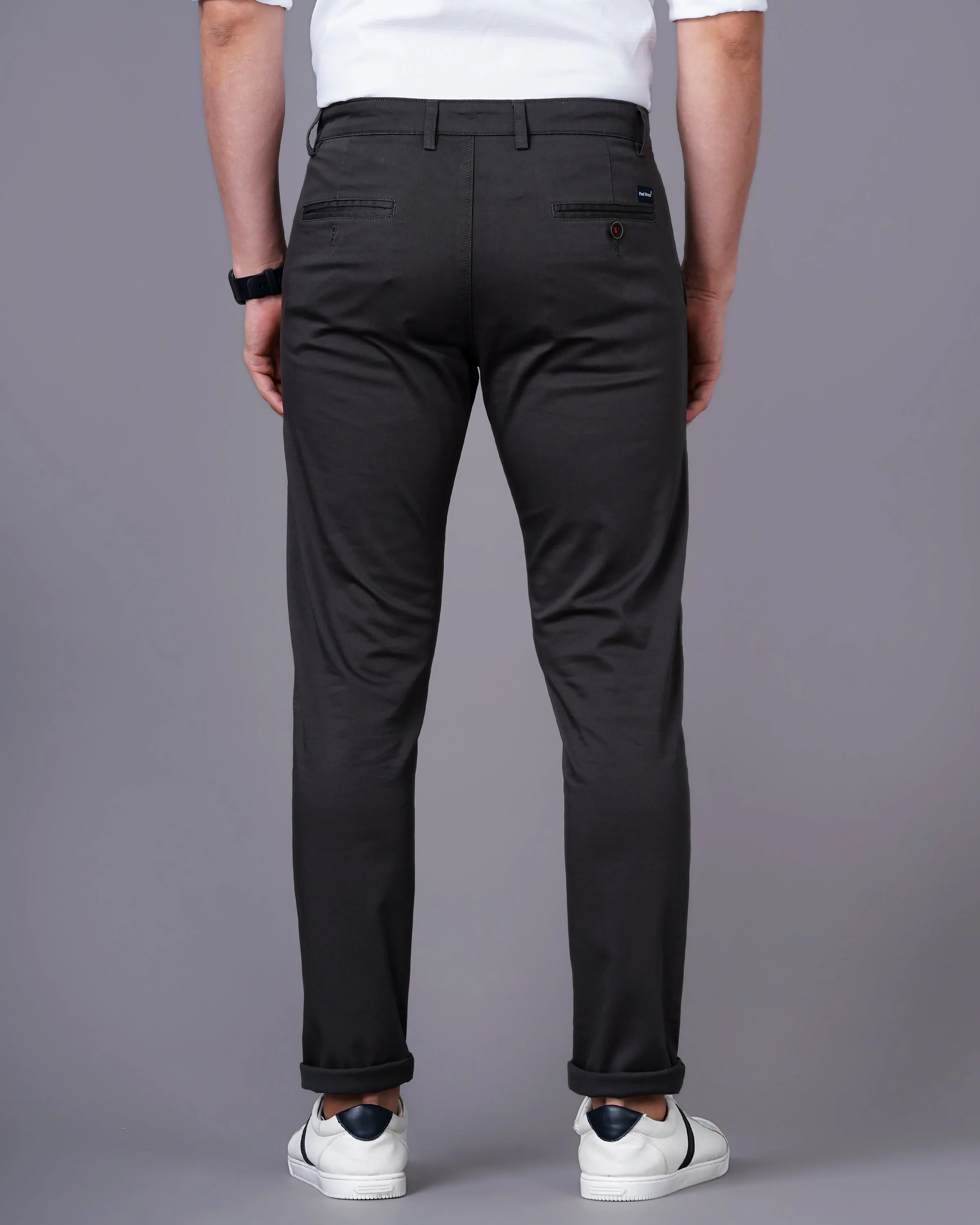 Men Twill Dark Grey Chinos - Image 3