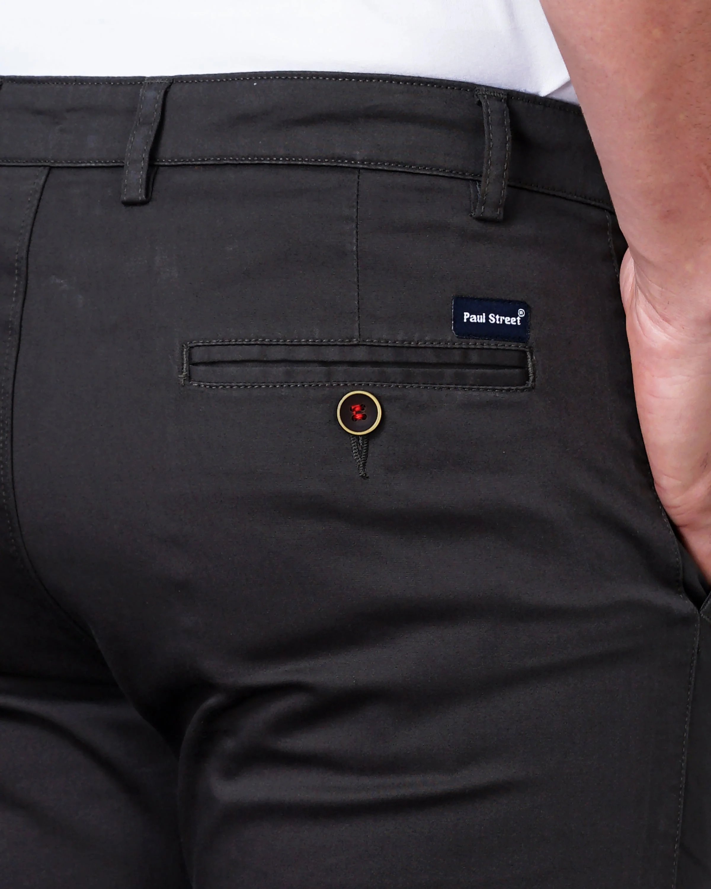 Men Twill Dark Grey Chinos - Image 7