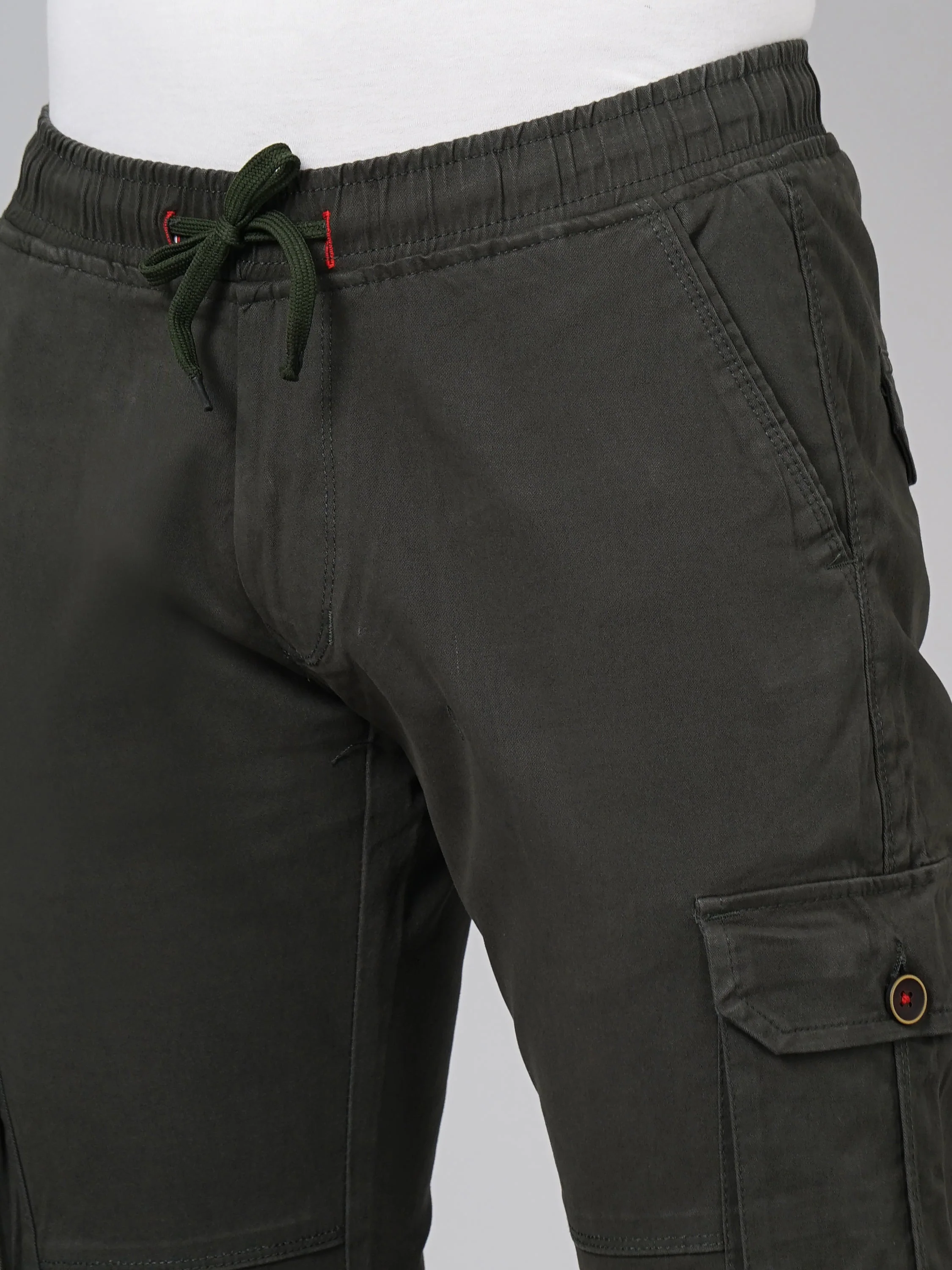 Men Twill Olive Cargo Pant - Image 3