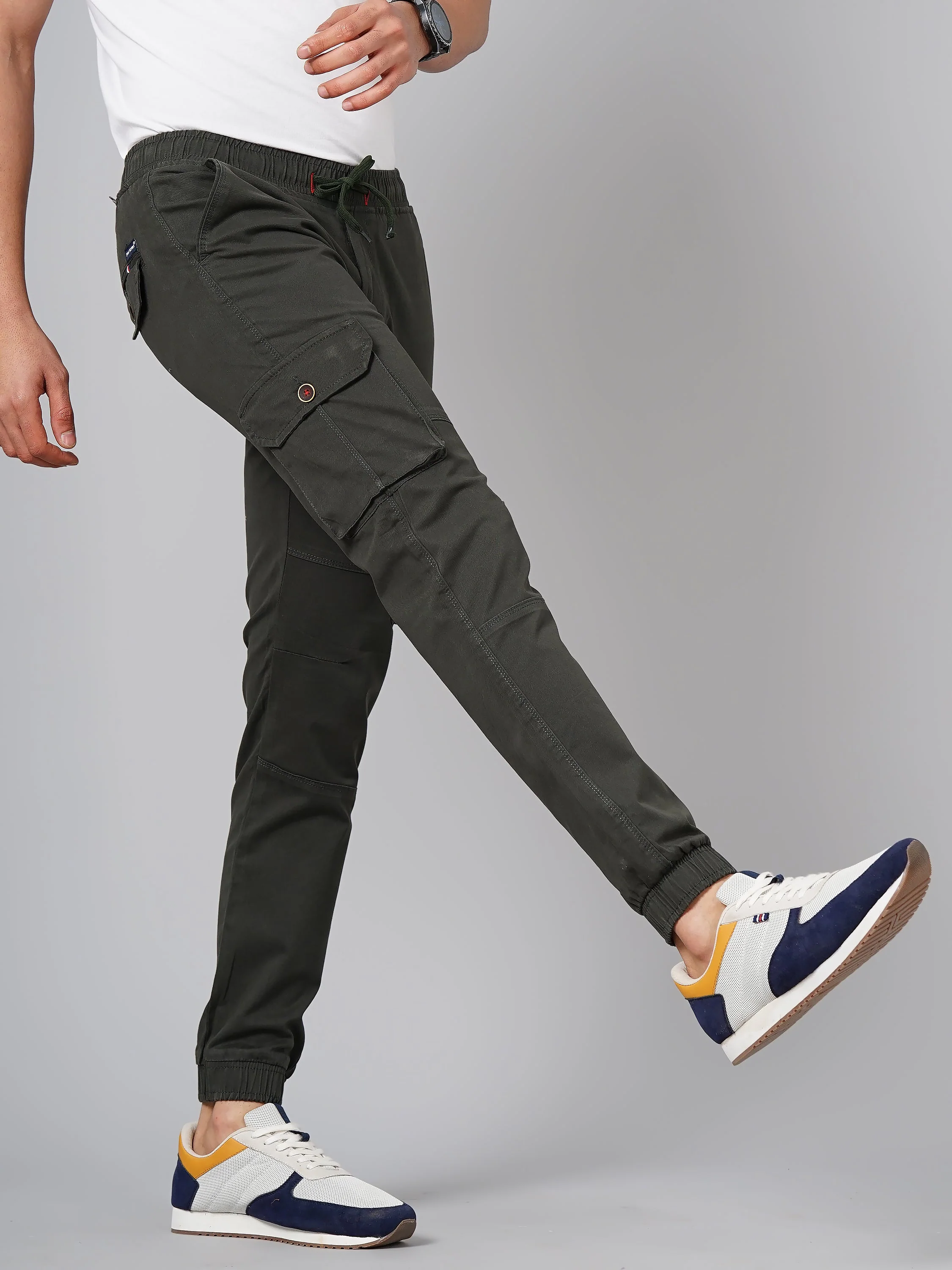 Men Twill Olive Cargo Pant - Image 5