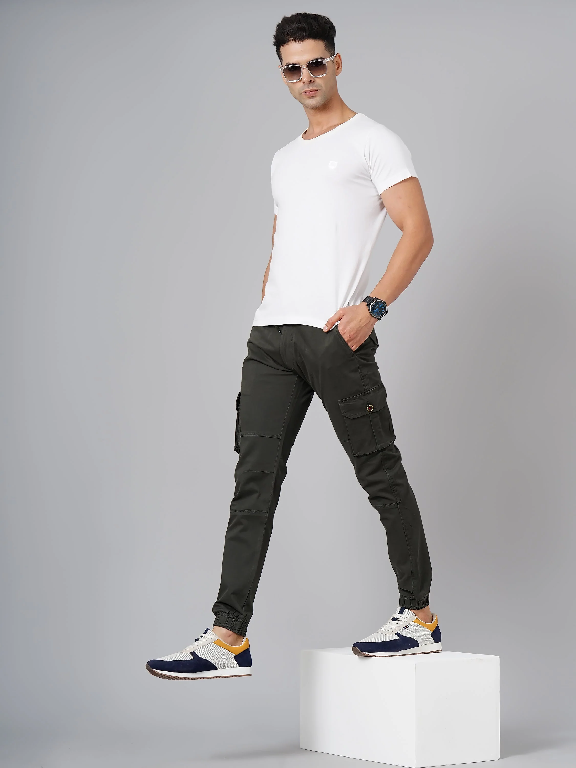 Men Twill Olive Cargo Pant - Image 6