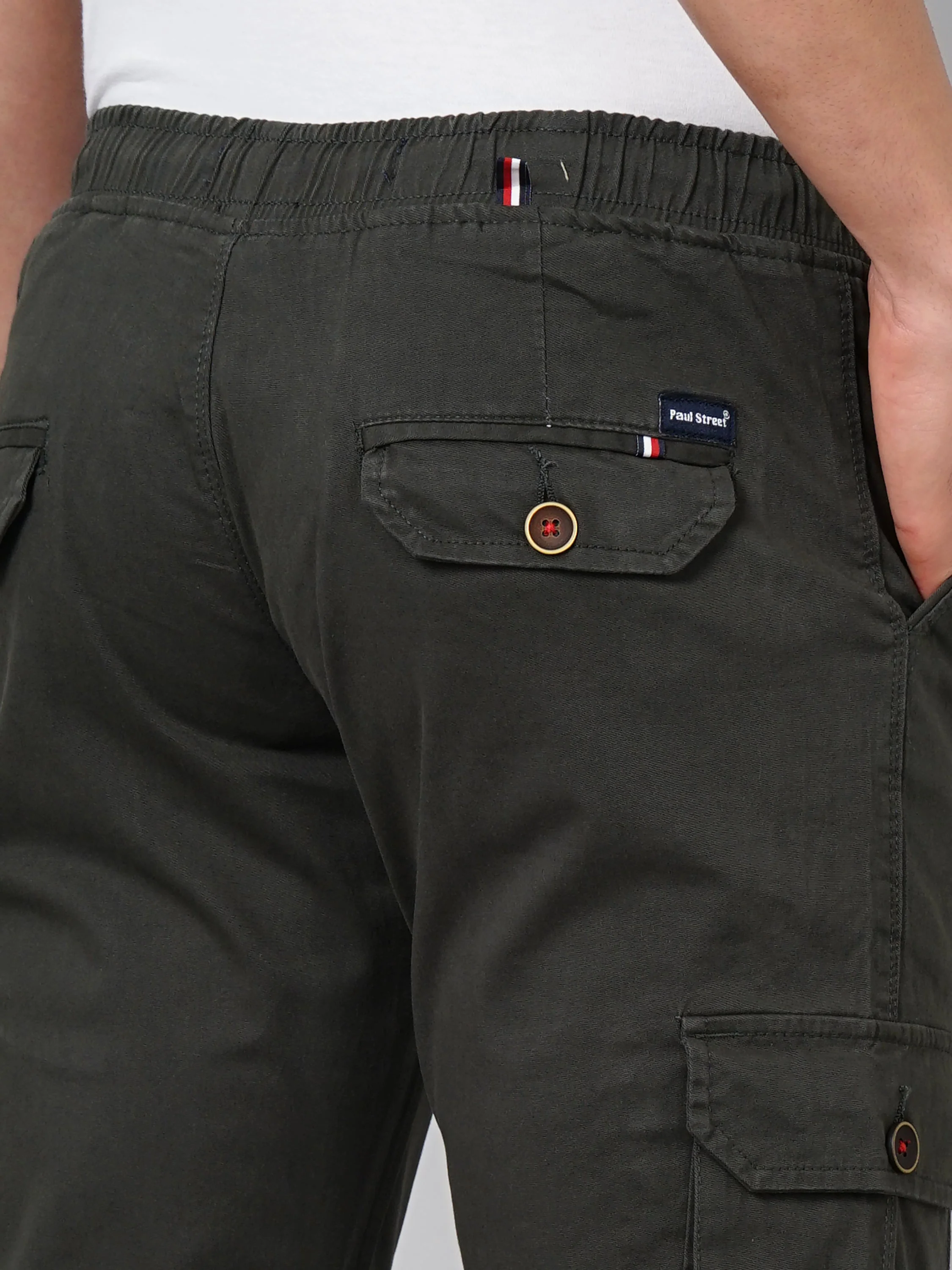 Men Twill Olive Cargo Pant - Image 7