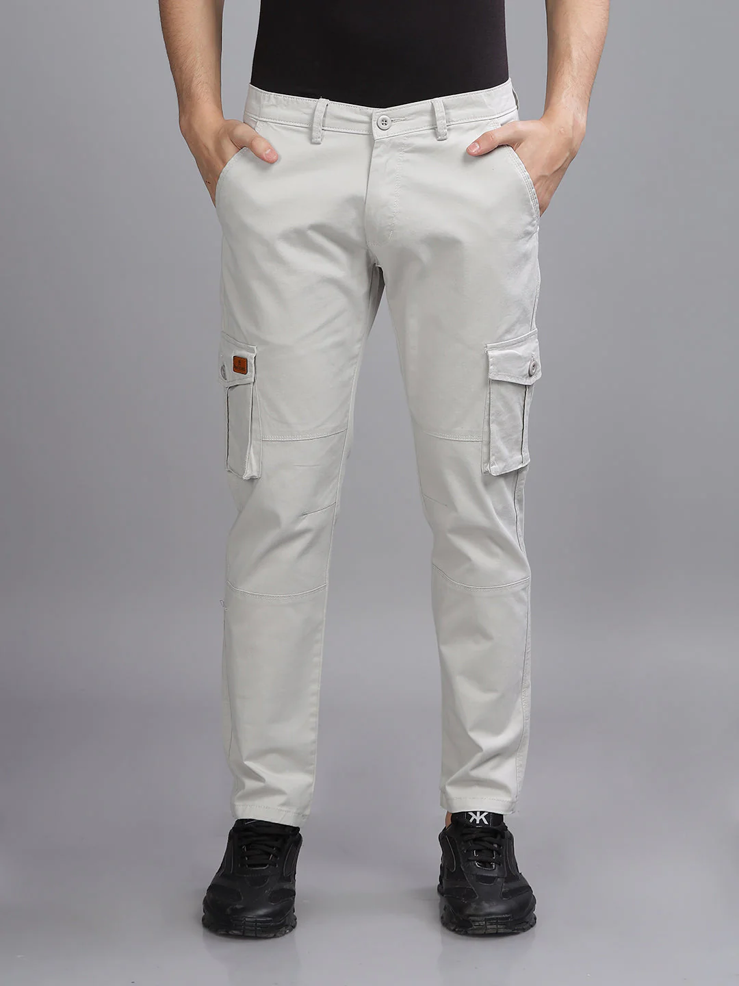 Men Twill Silver Grey Cargo Pant
