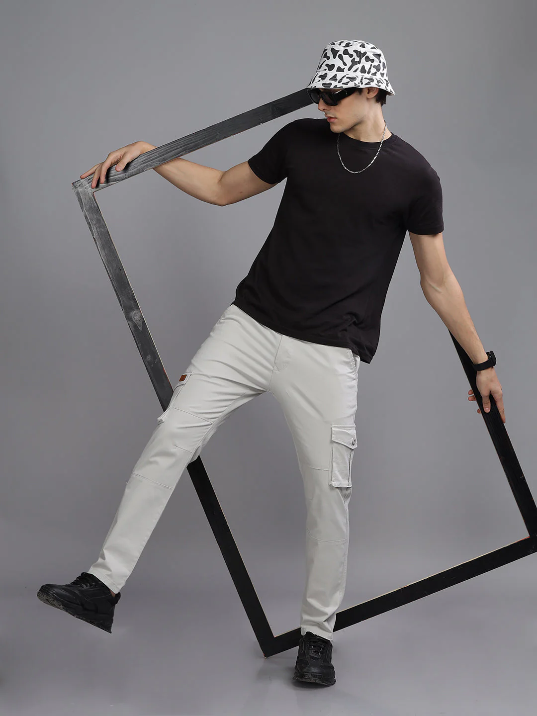 Men Twill Silver Grey Cargo Pant - Image 4