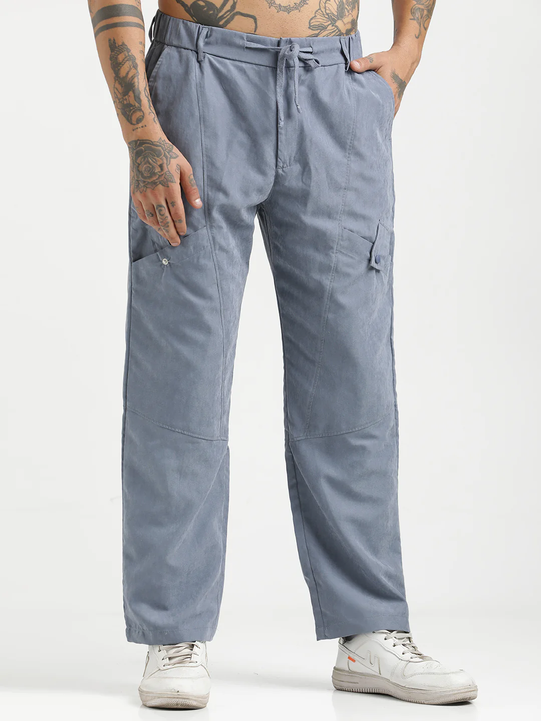 Men  Velvet Cargo Trousers - Image 3