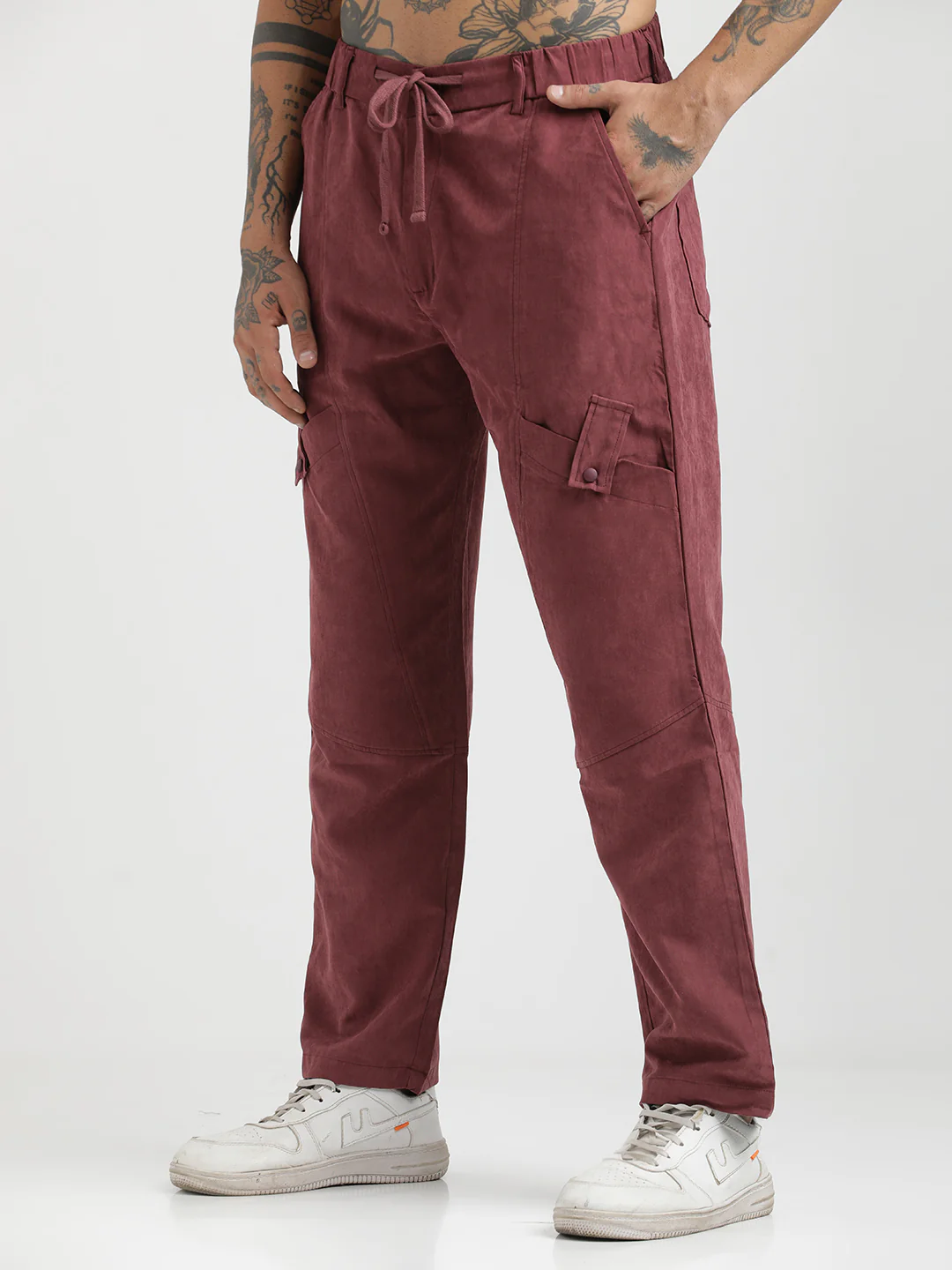 Men Velvet Cargo Trousers - Image 4