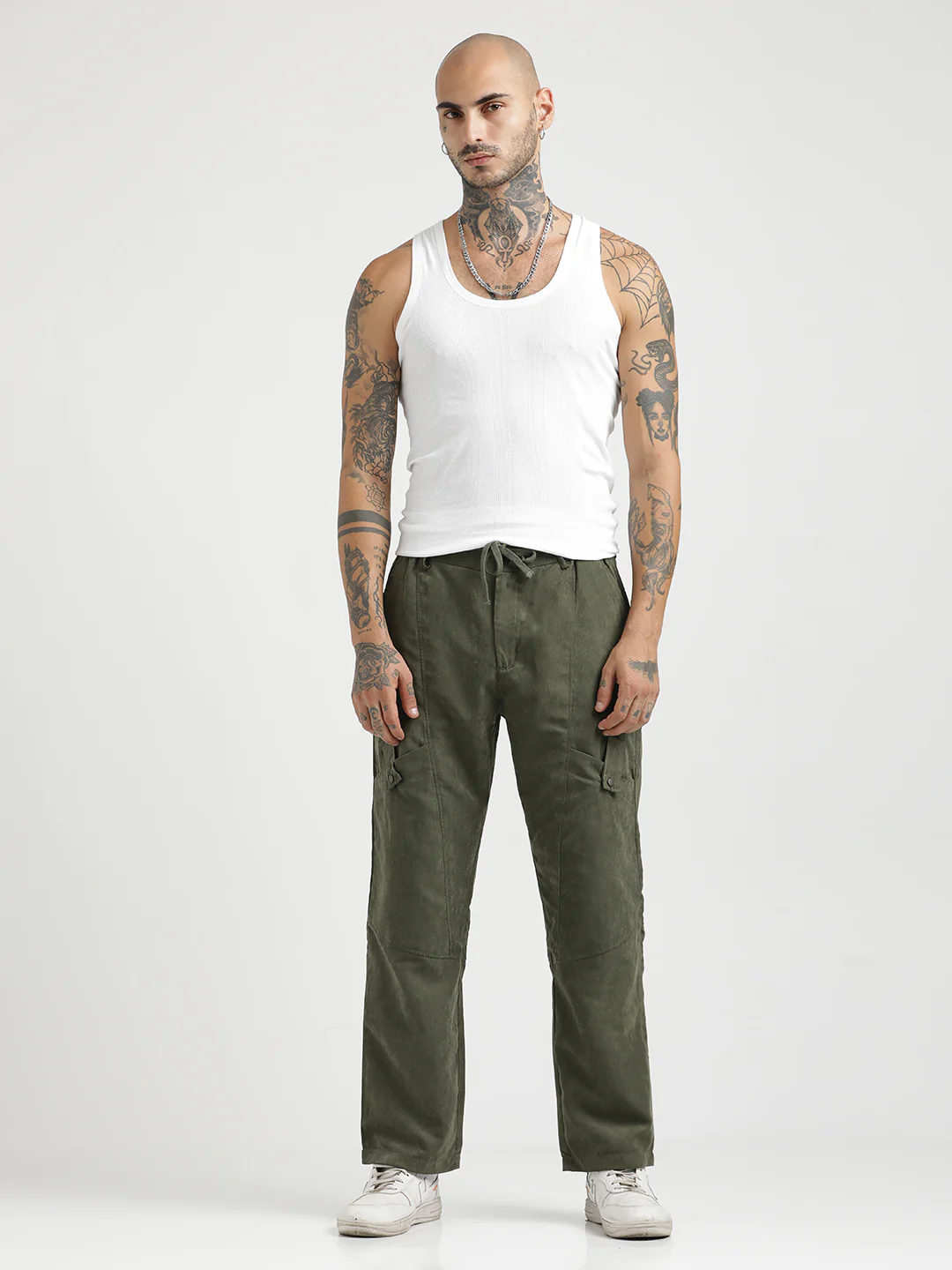 Men  Velvet Cargo Trousers - Image 2