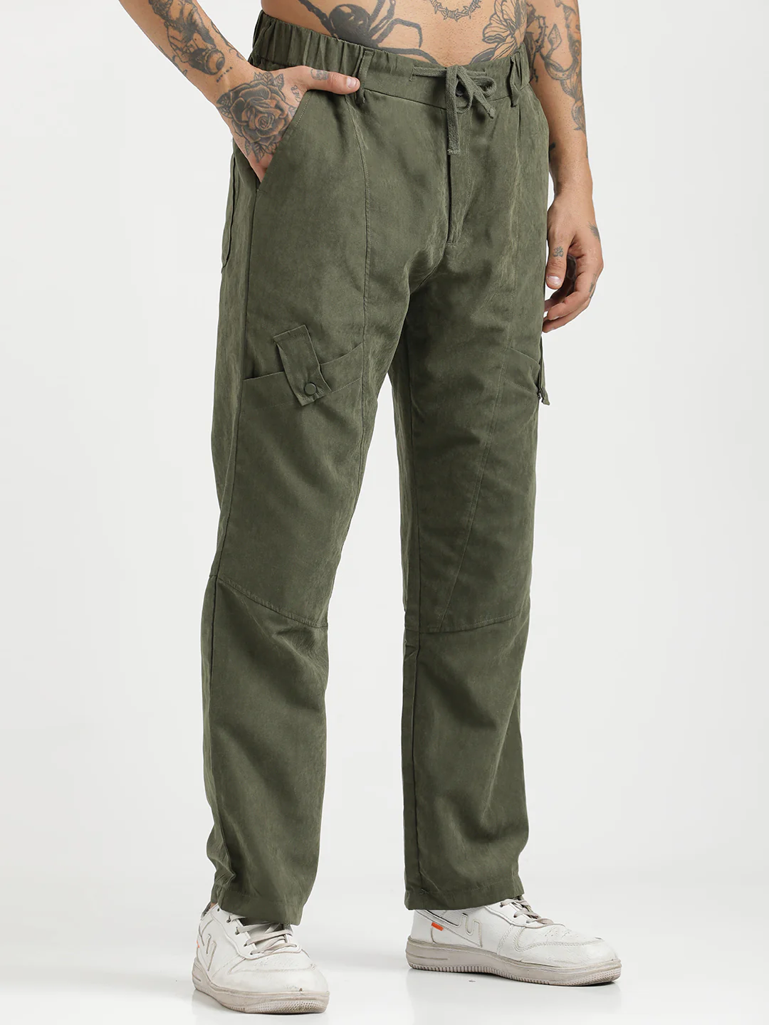 Men  Velvet Cargo Trousers - Image 3
