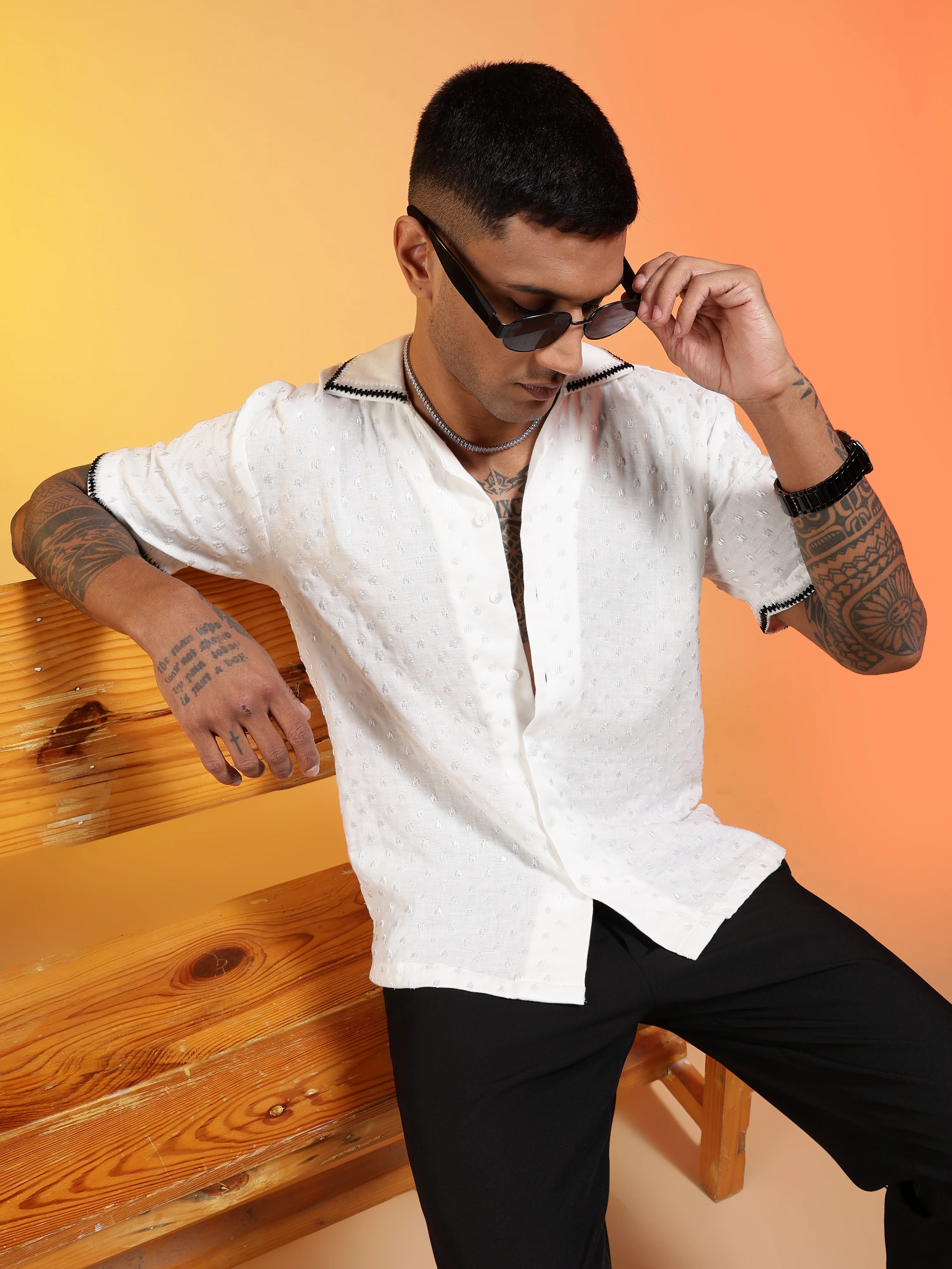 Men Velvet Snow Cutdana Gauge Cotton Shirt - Image 10