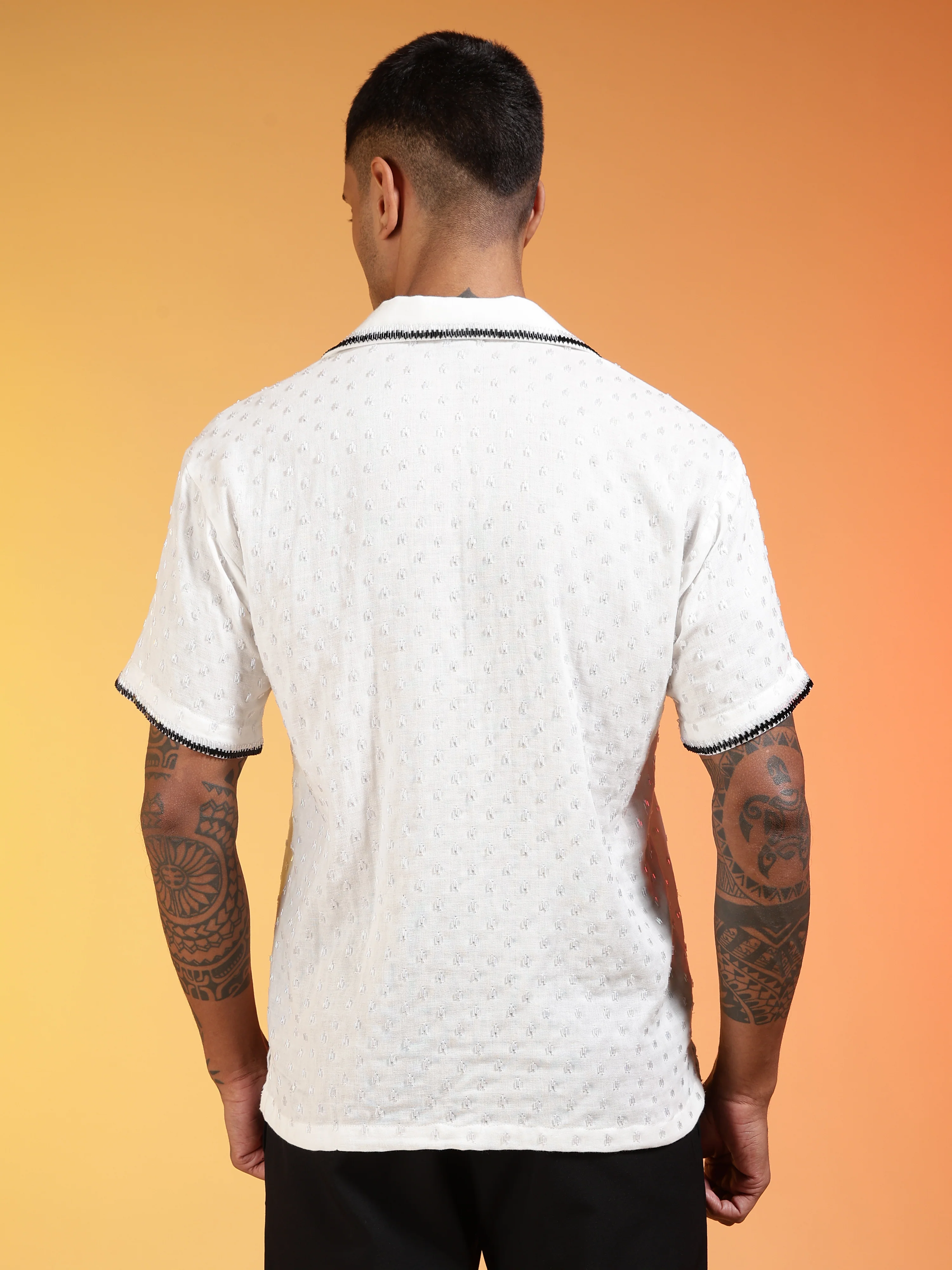 Men Velvet Snow Cutdana Gauge Cotton Shirt - Image 2