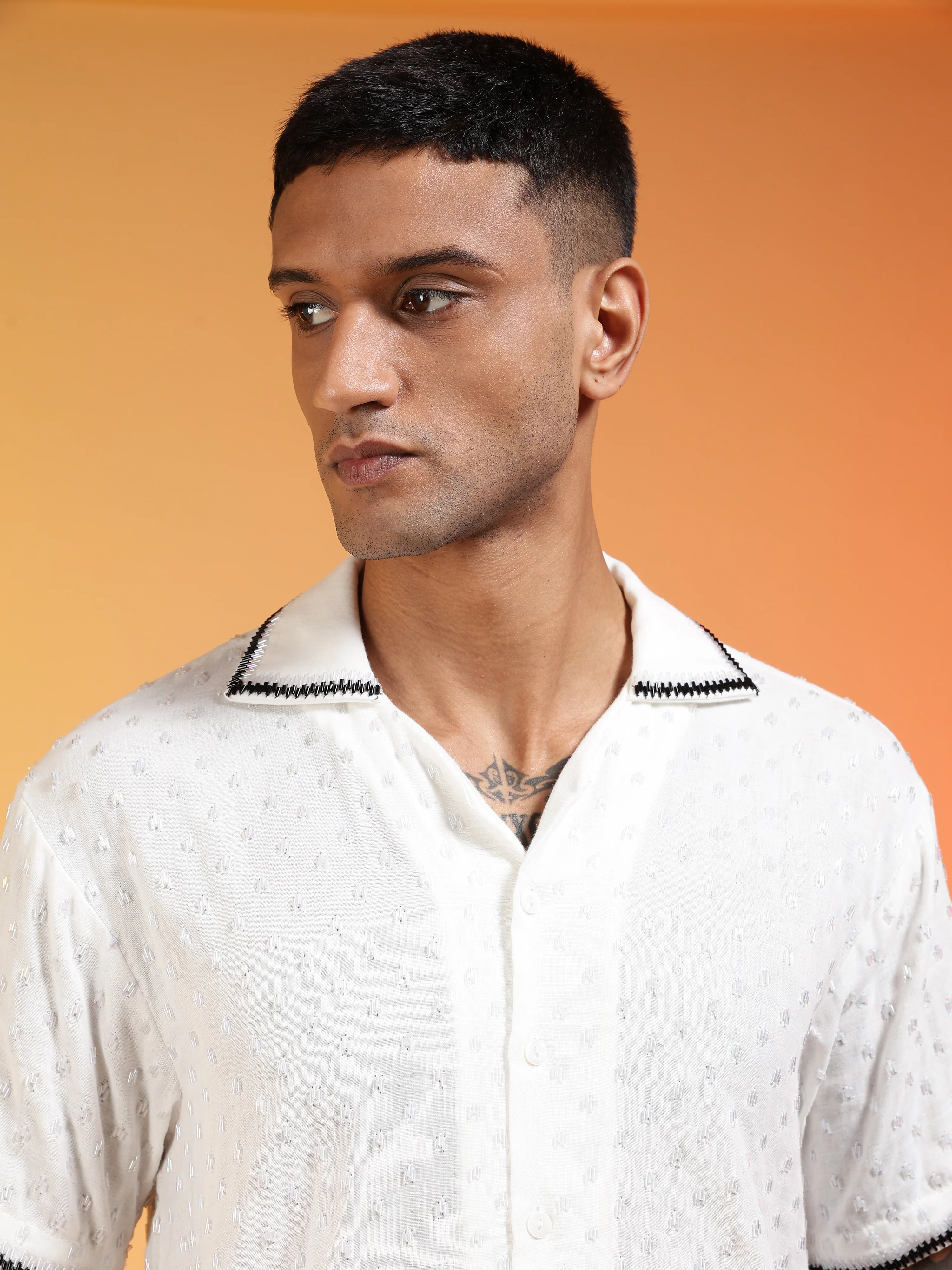 Men Velvet Snow Cutdana Gauge Cotton Shirt - Image 3