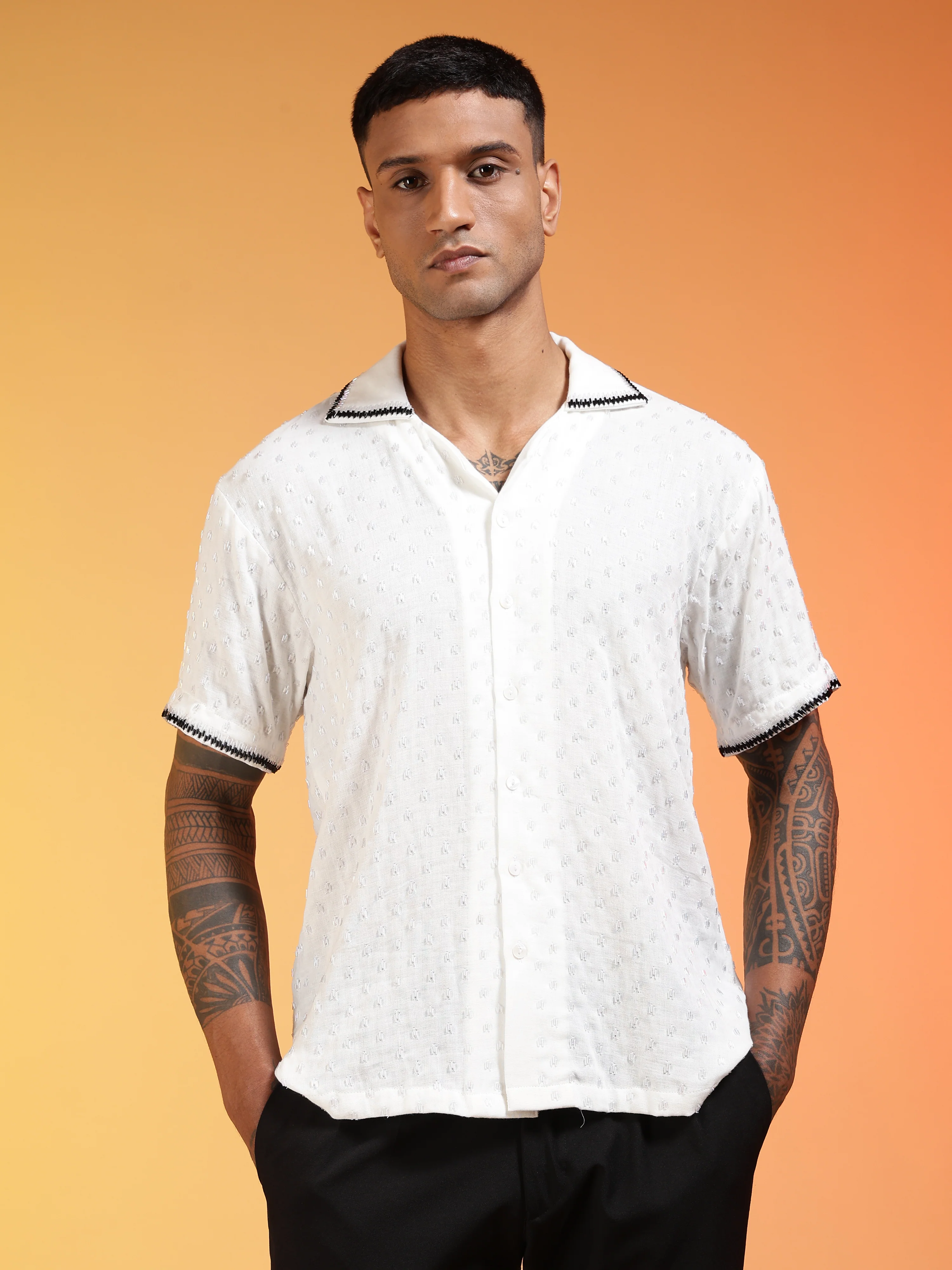 Men Velvet Snow Cutdana Gauge Cotton Shirt - Image 6