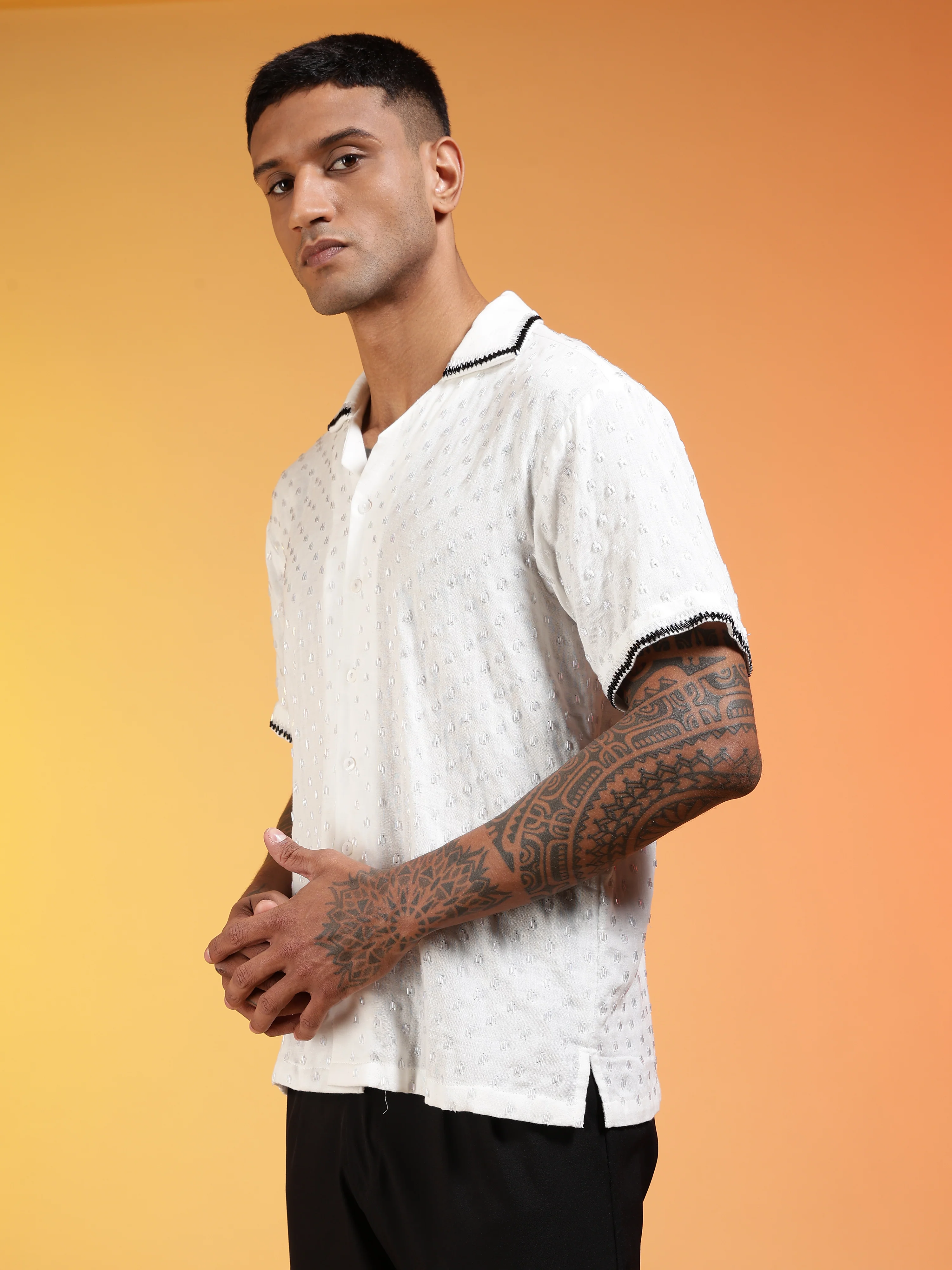 Men Velvet Snow Cutdana Gauge Cotton Shirt - Image 7