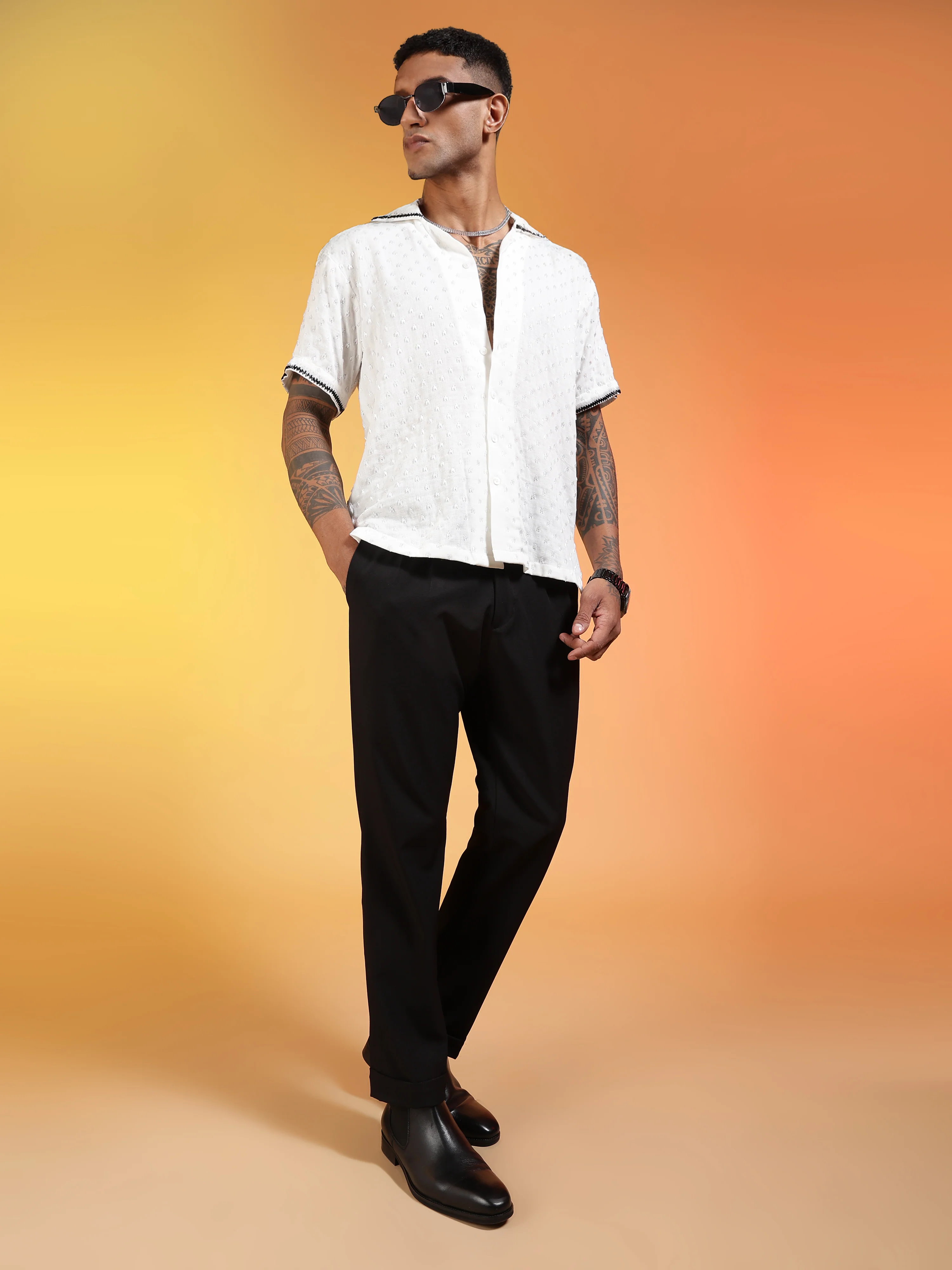 Men Velvet Snow Cutdana Gauge Cotton Shirt - Image 9