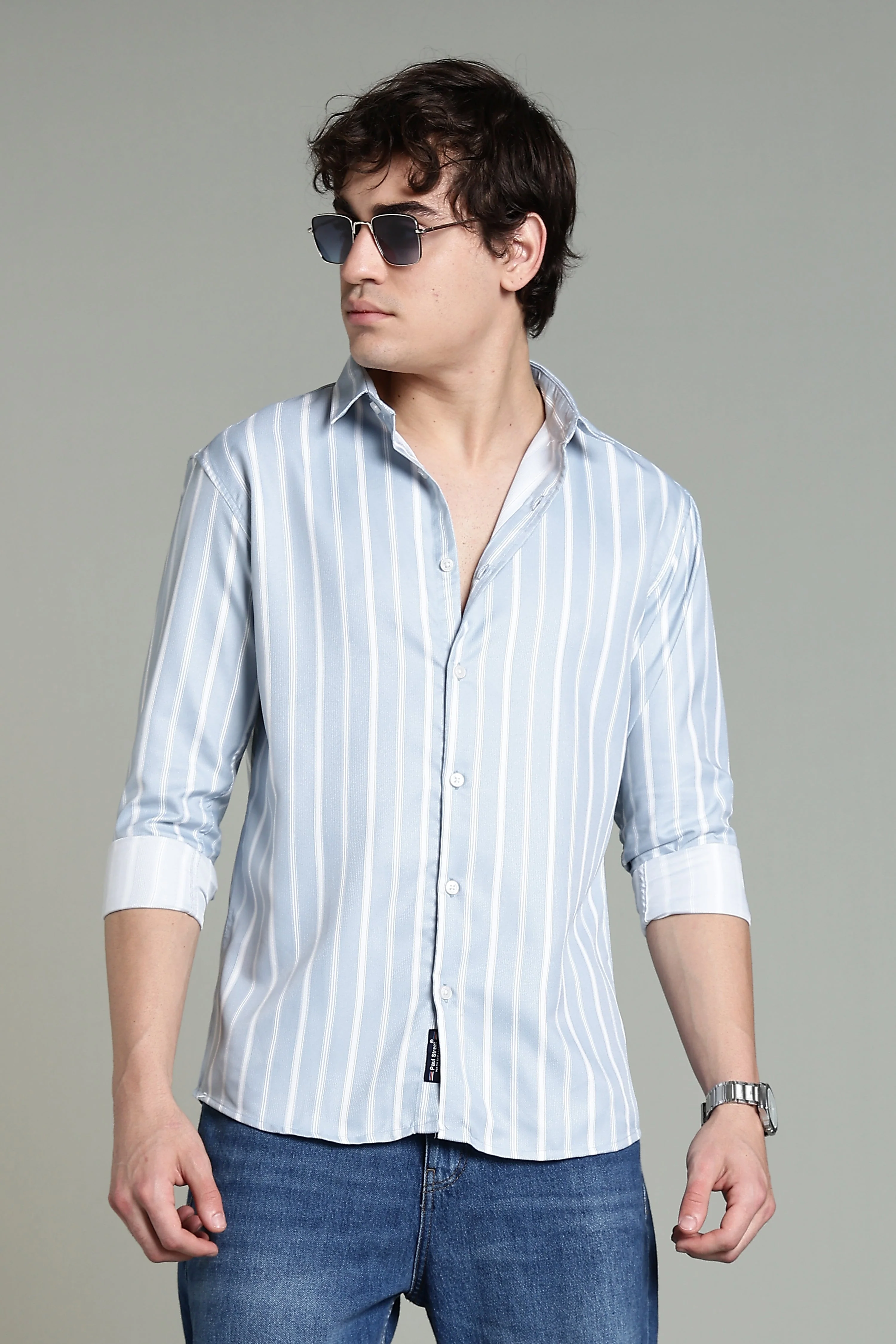 Men Verta Blue Striped Shirt