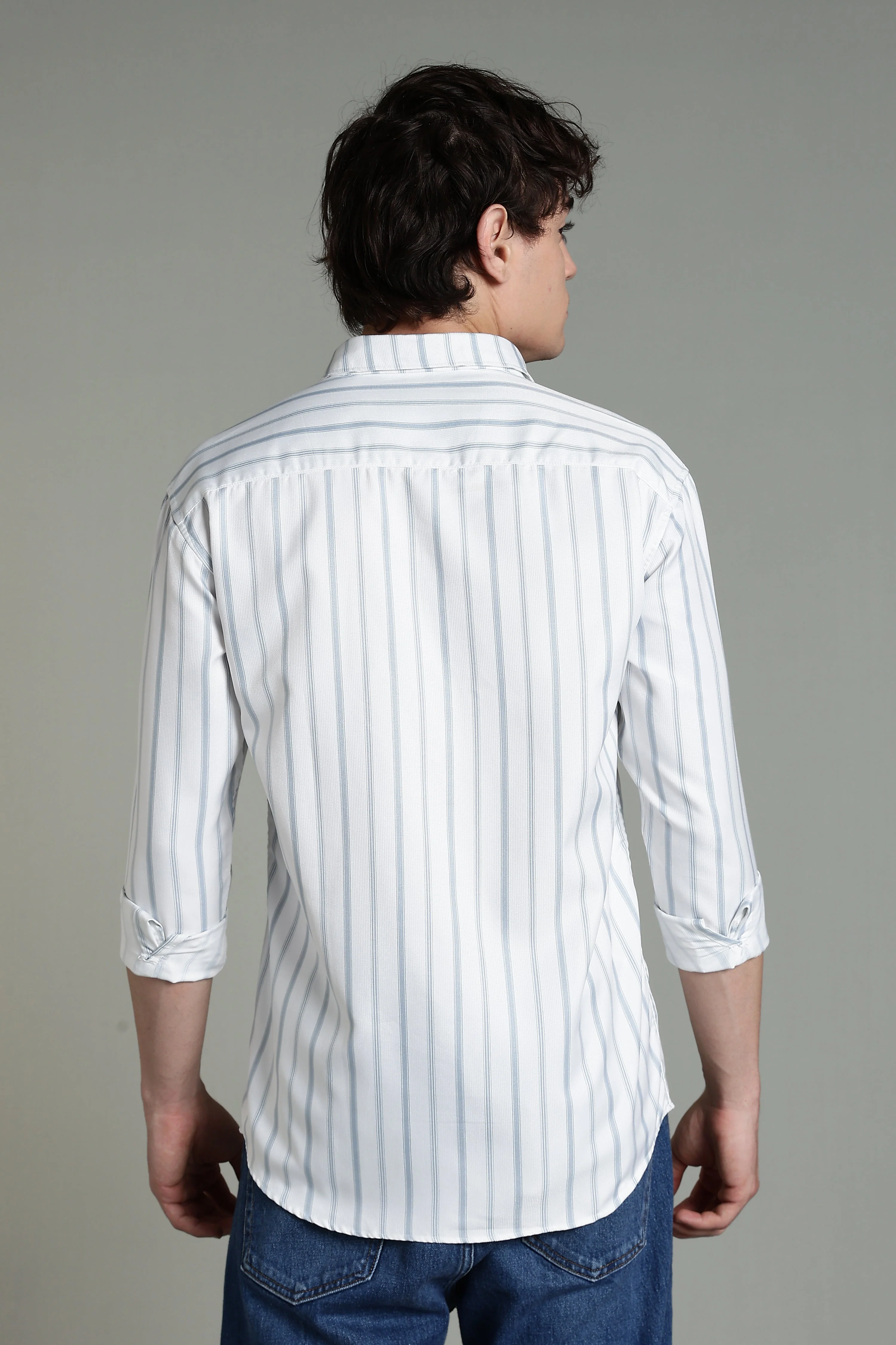 Men Verta White Striped Shirt - Image 2
