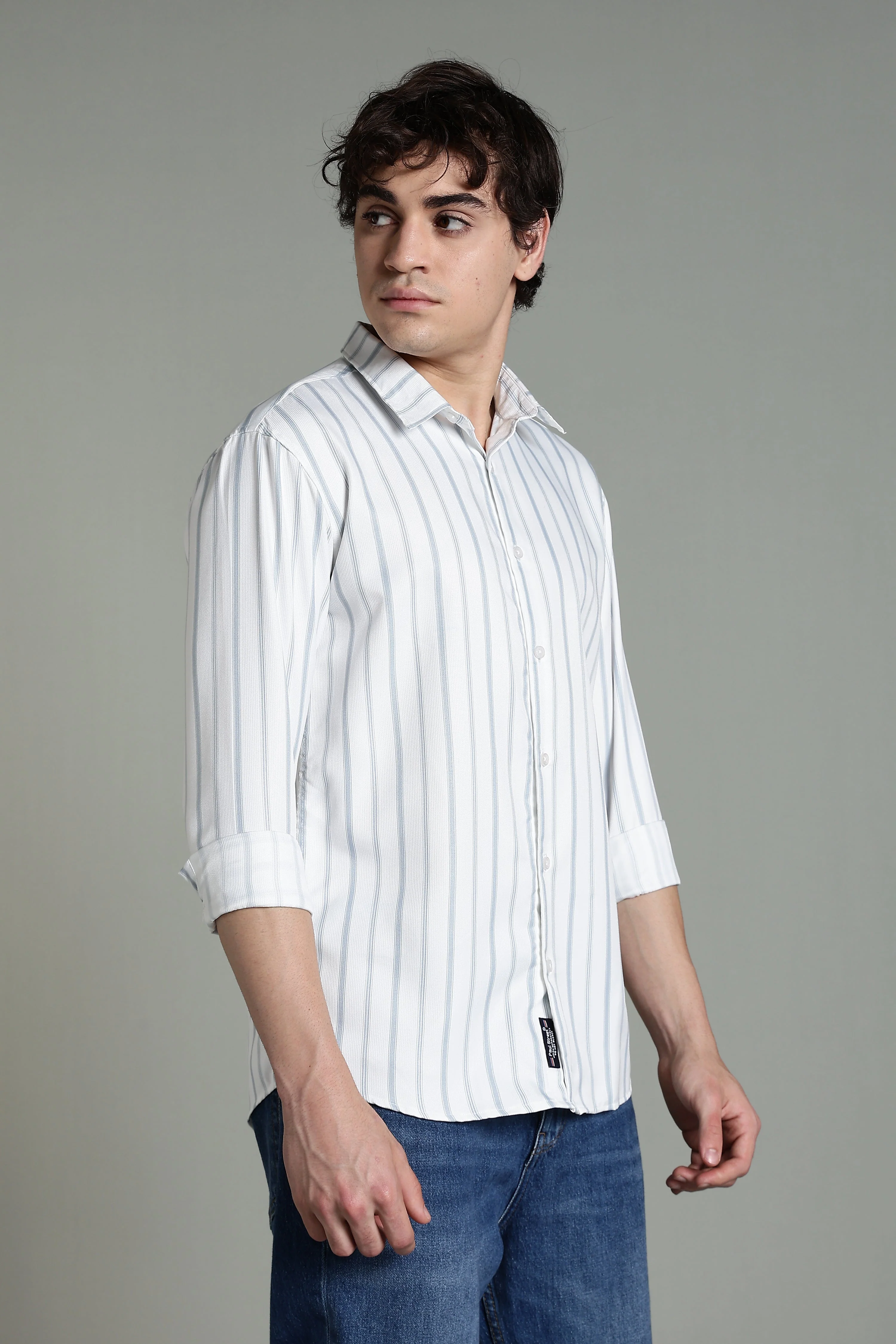 Men Verta White Striped Shirt - Image 3