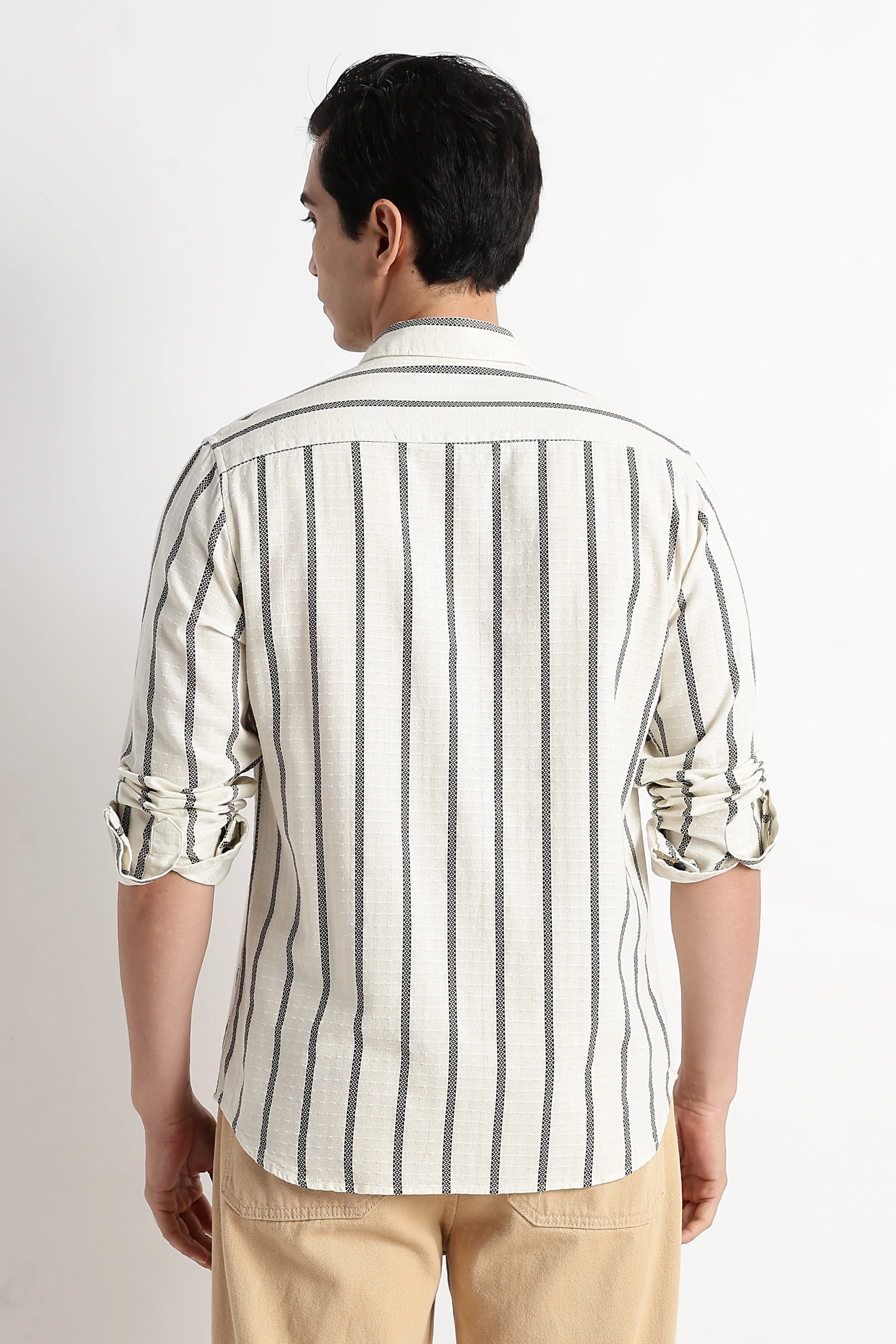 Men Vertical Stripe Textured Shirt - Image 2