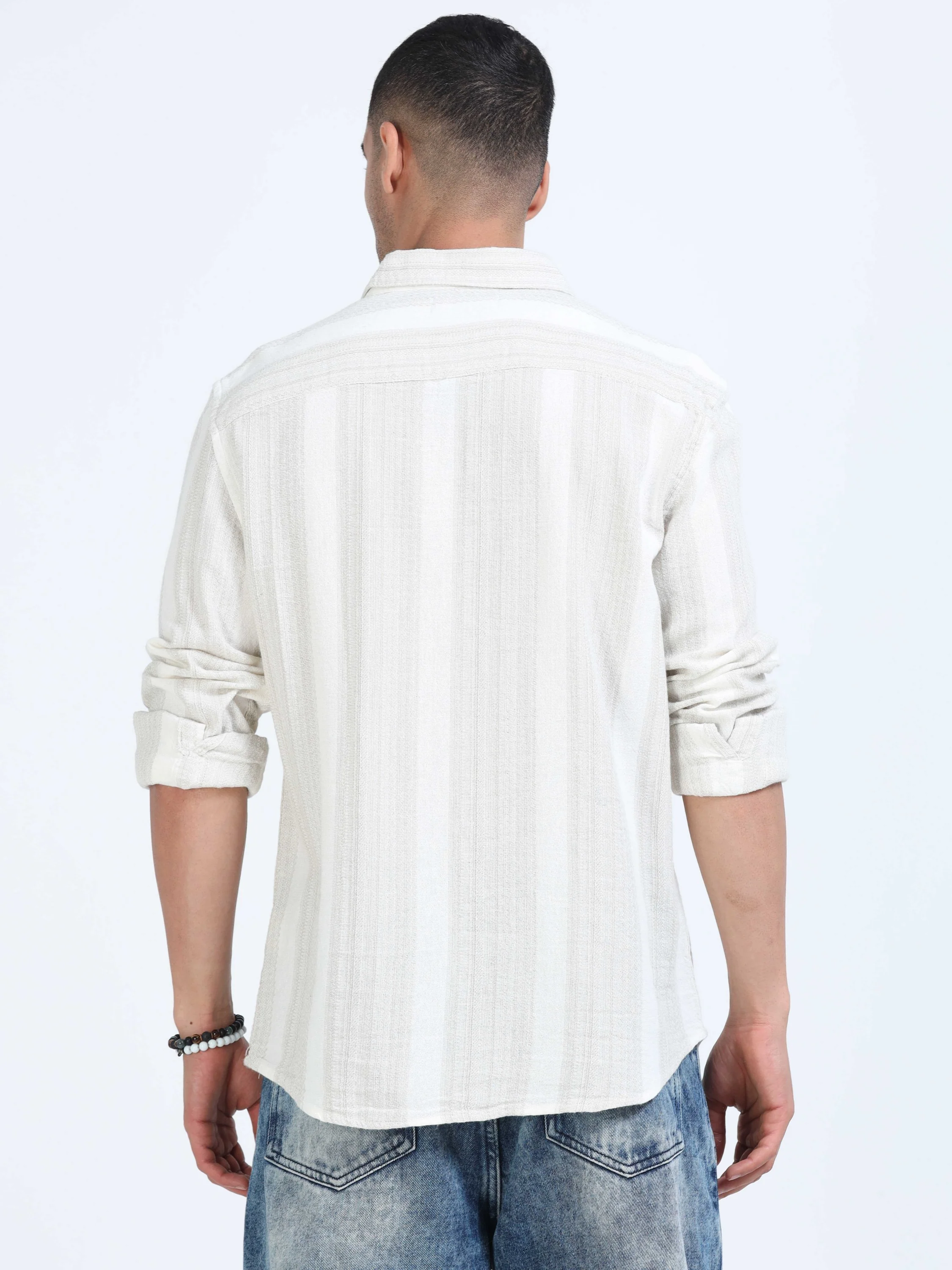 Men Vertical Striped Casual Shirt - Image 3