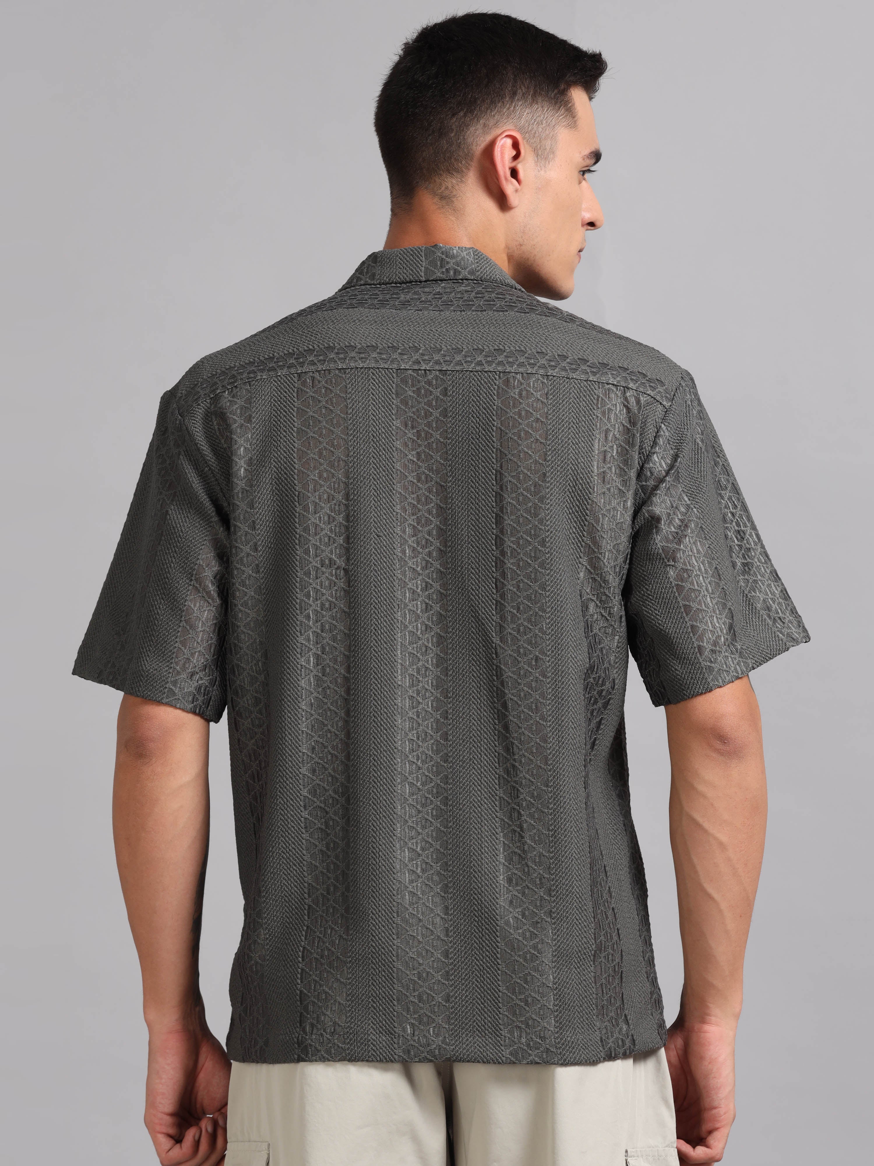 Men Vertique Grey Shirt - Image 2