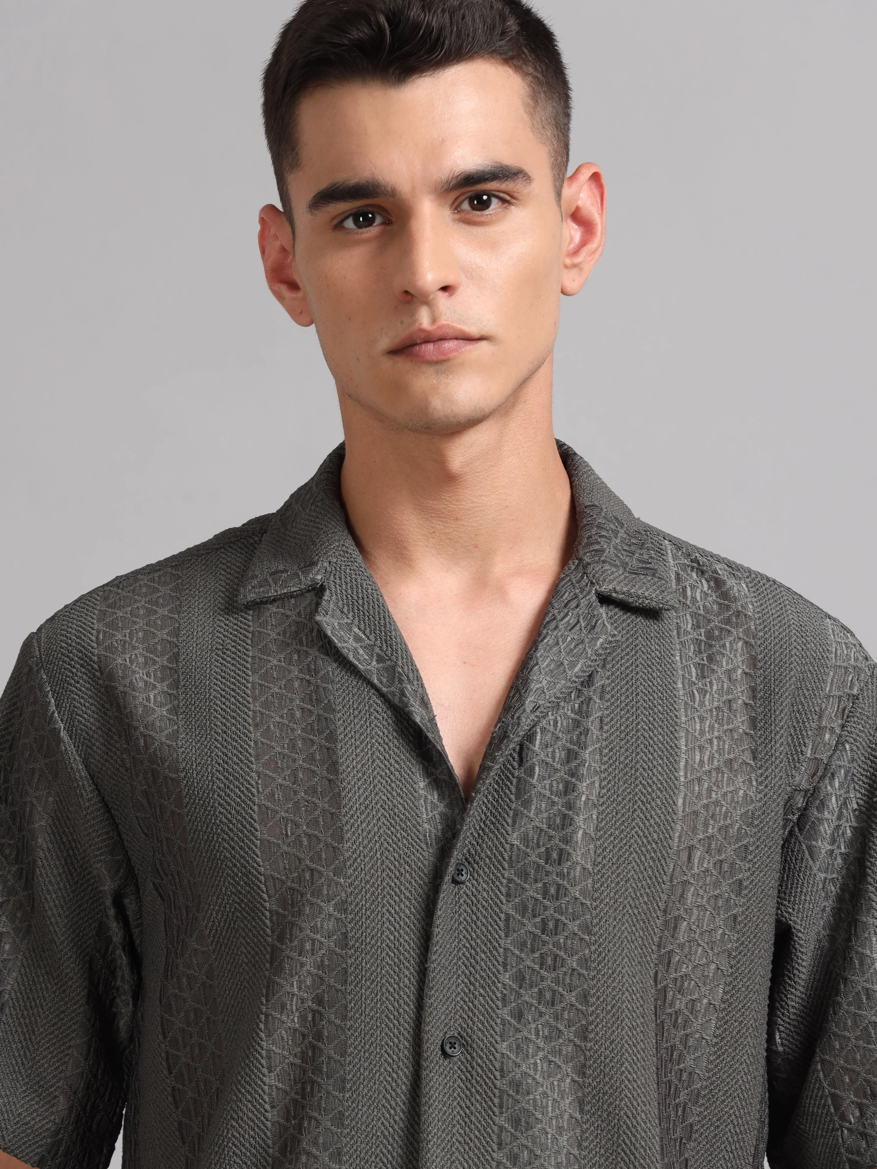 Men Vertique Grey Shirt - Image 4