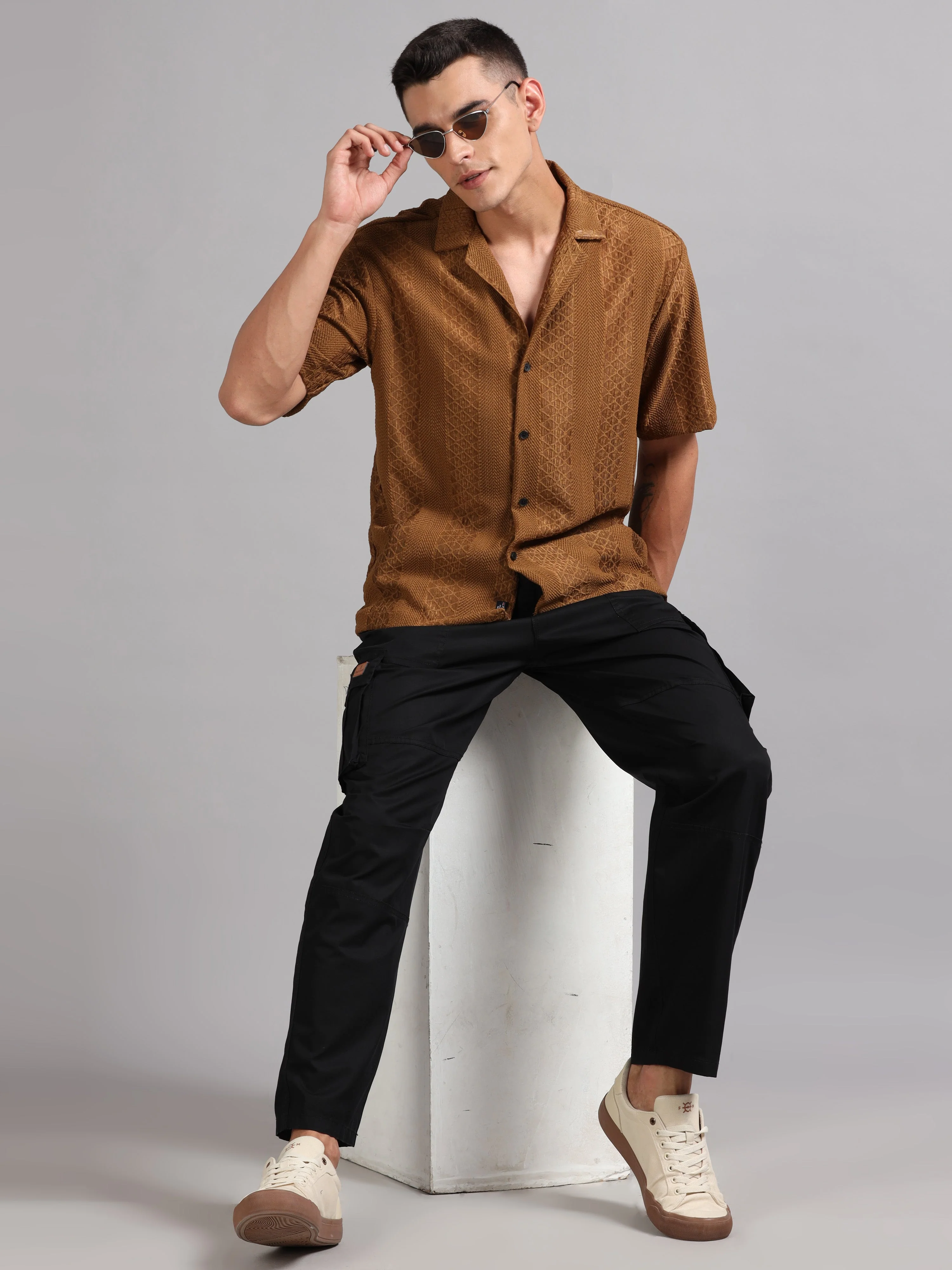 Men Vertique Grey Shirt - Image 6