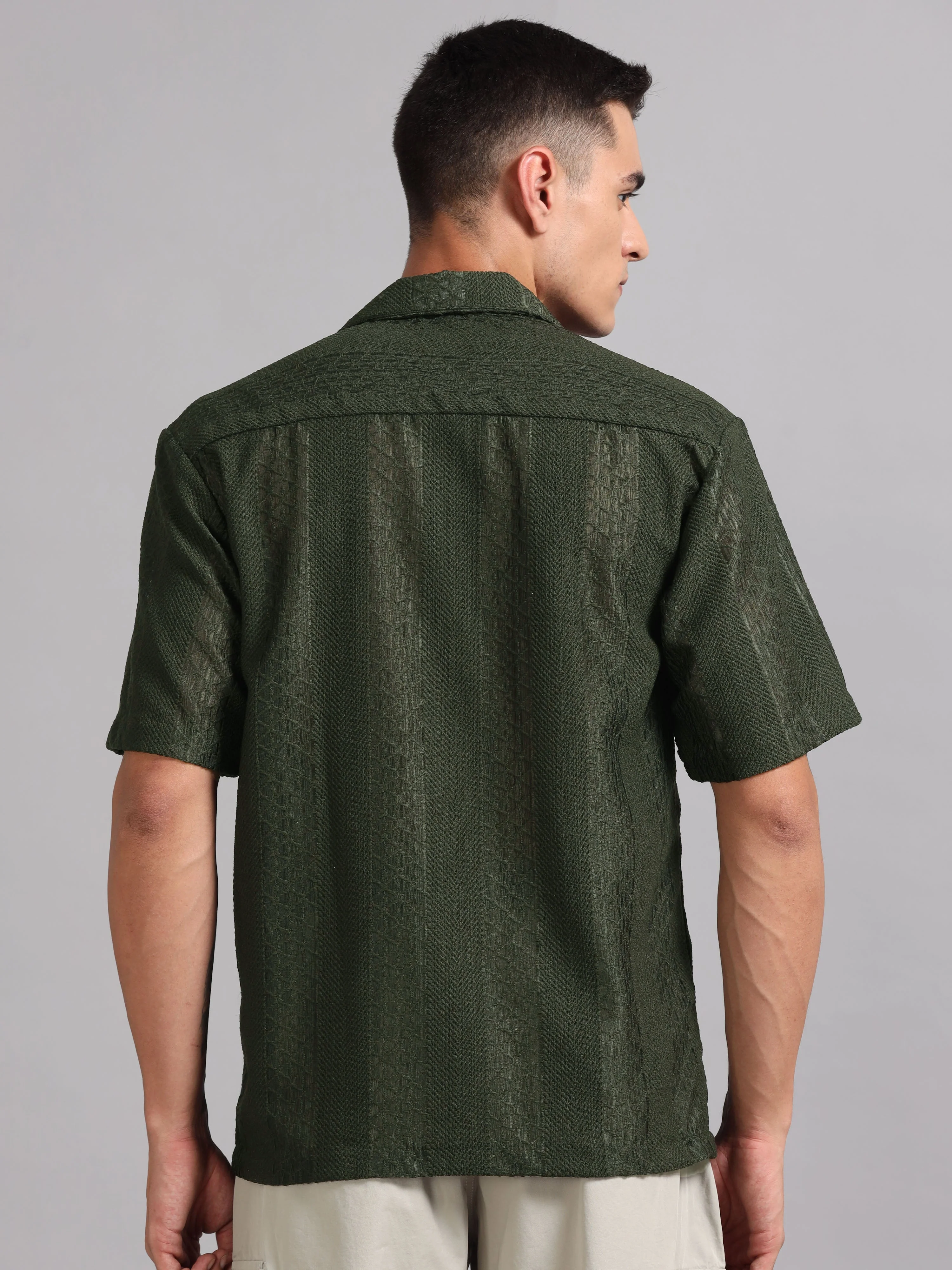 Men Vertique Olive Shirt - Image 2