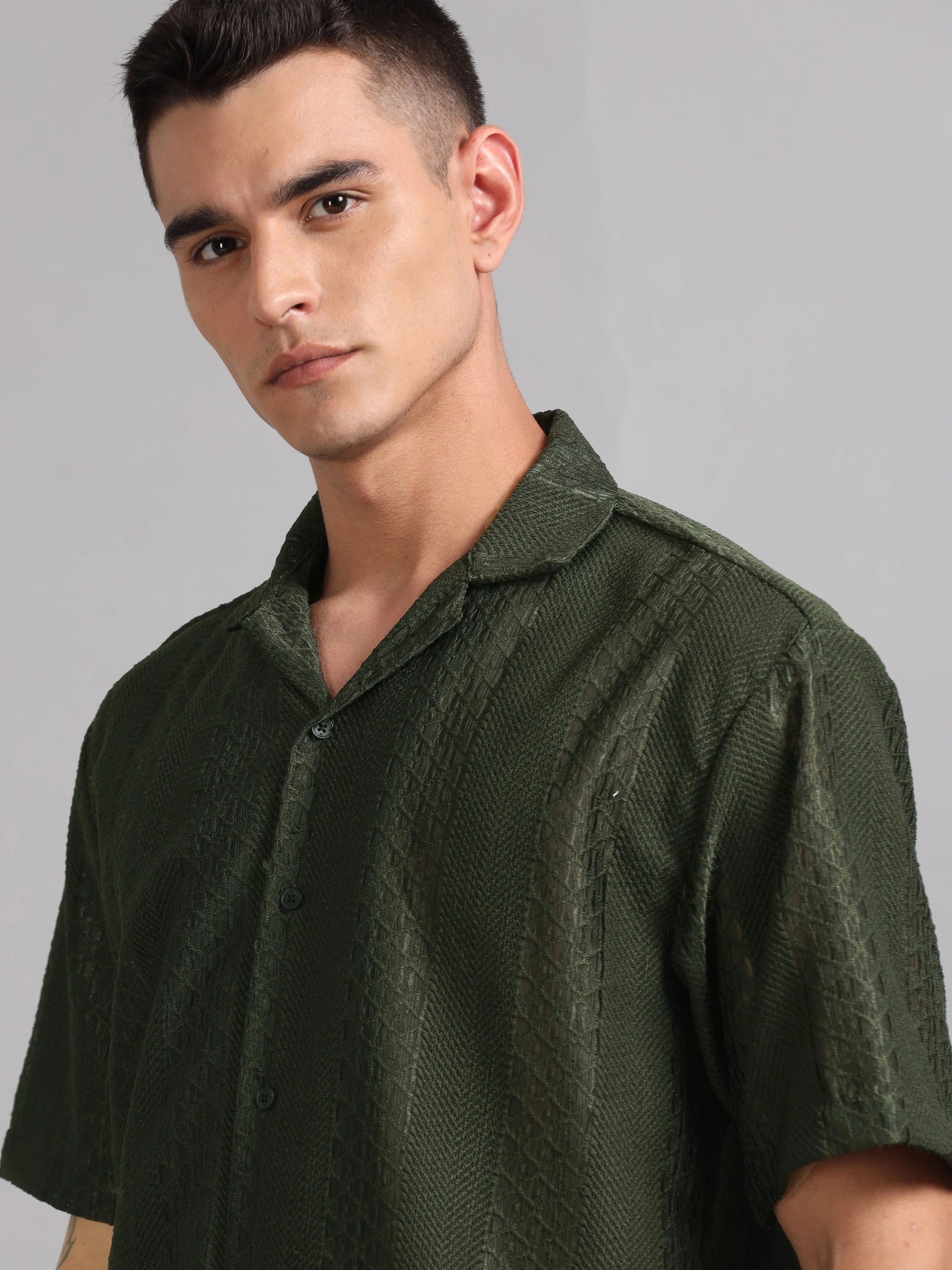 Men Vertique Olive Shirt - Image 4