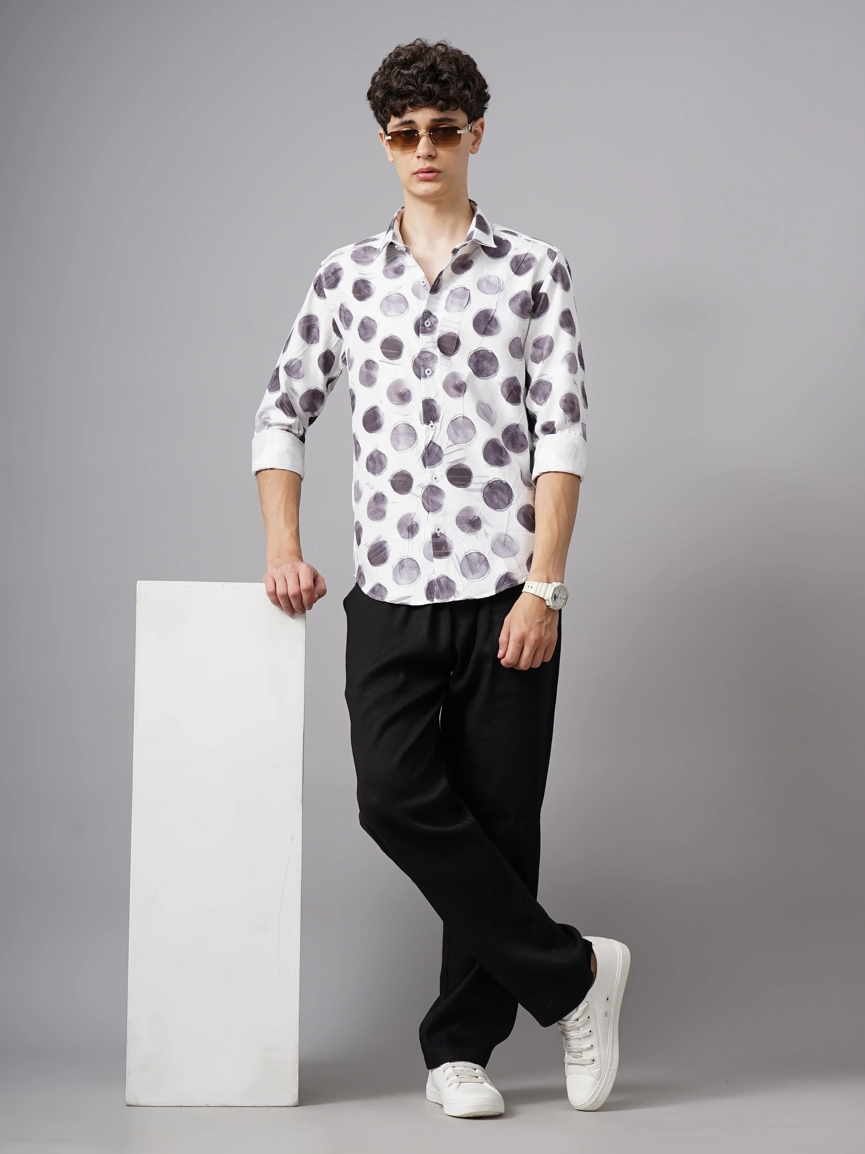 Men Weft Black Self Striped Shirt - Image 7