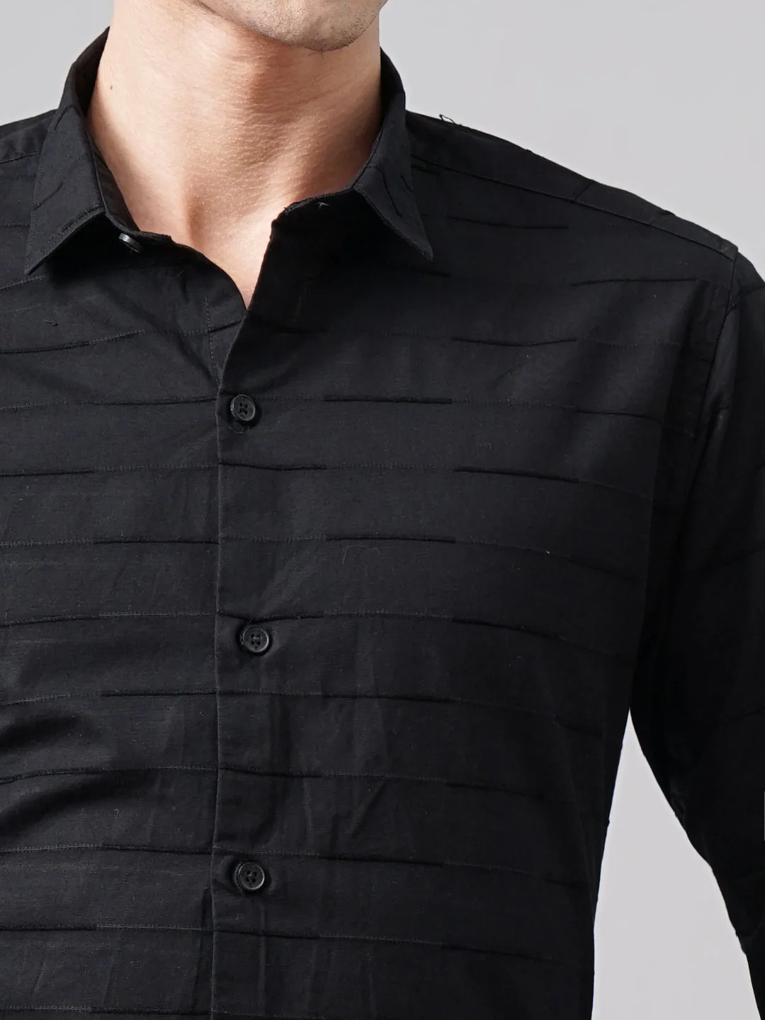 Men Weft Pink Self Striped Shirt - Image 7