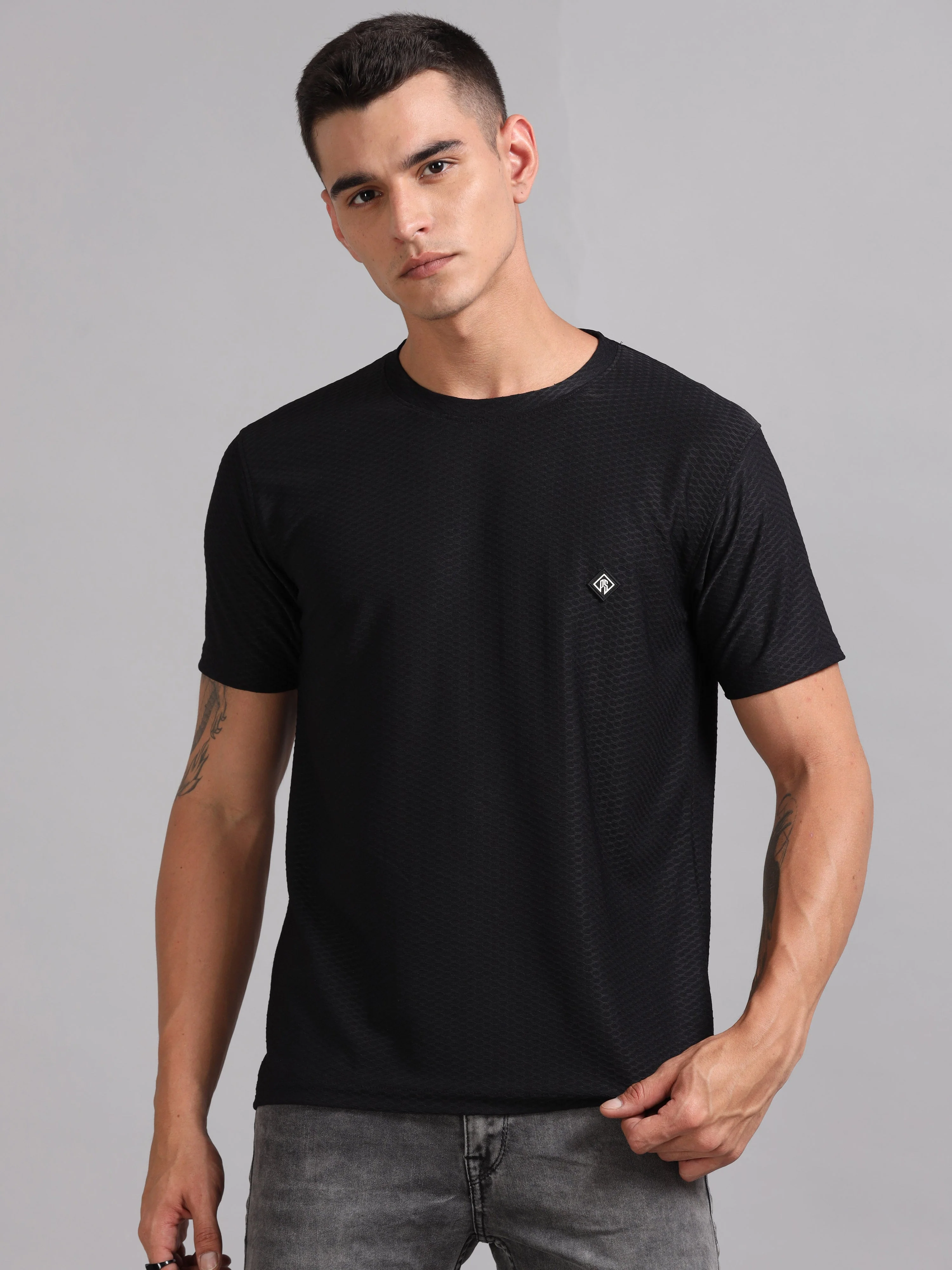 Men Whirl Tex Black T-Shirt - Image 3