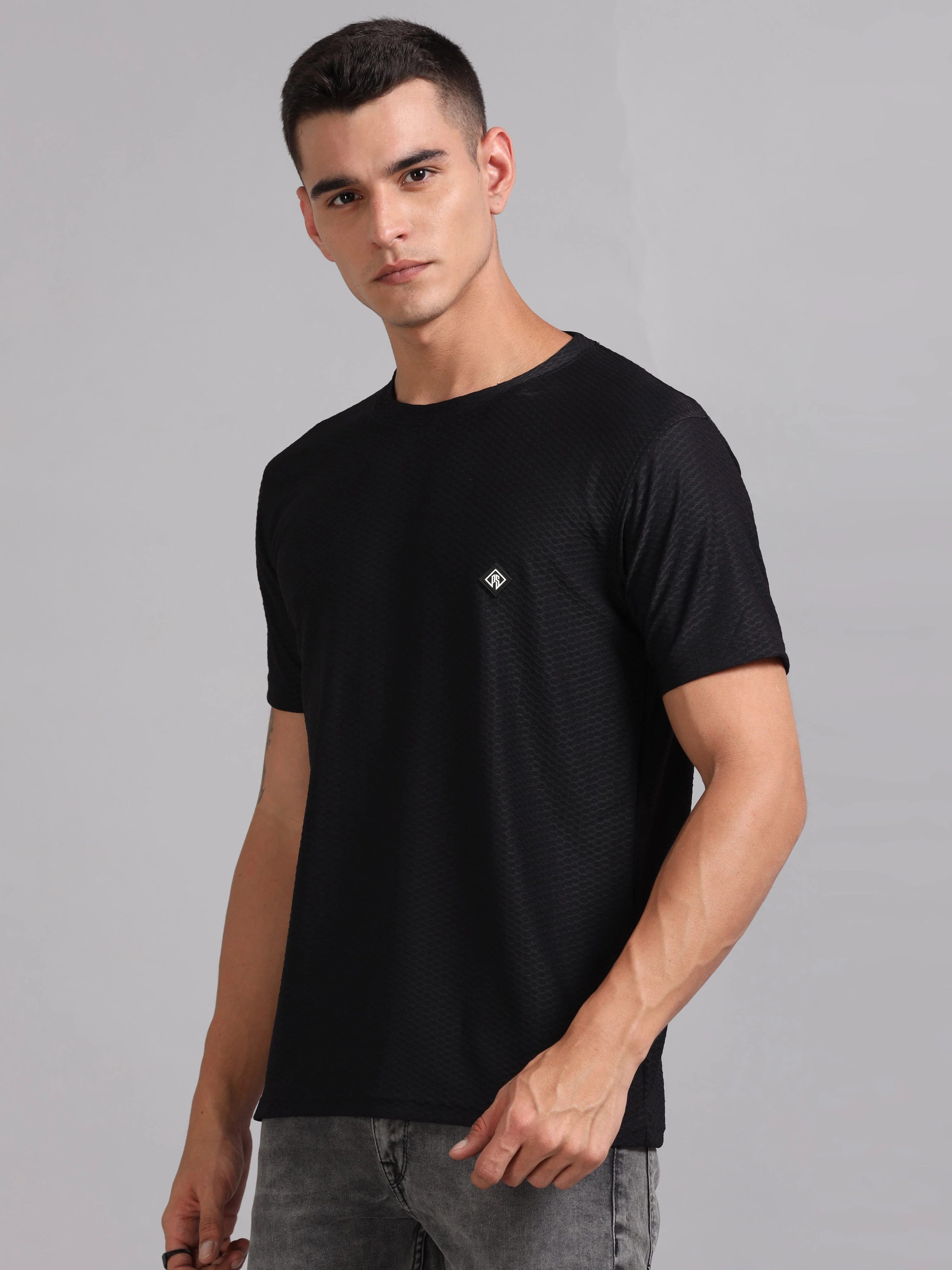 Men Whirl Tex Black T-Shirt - Image 6