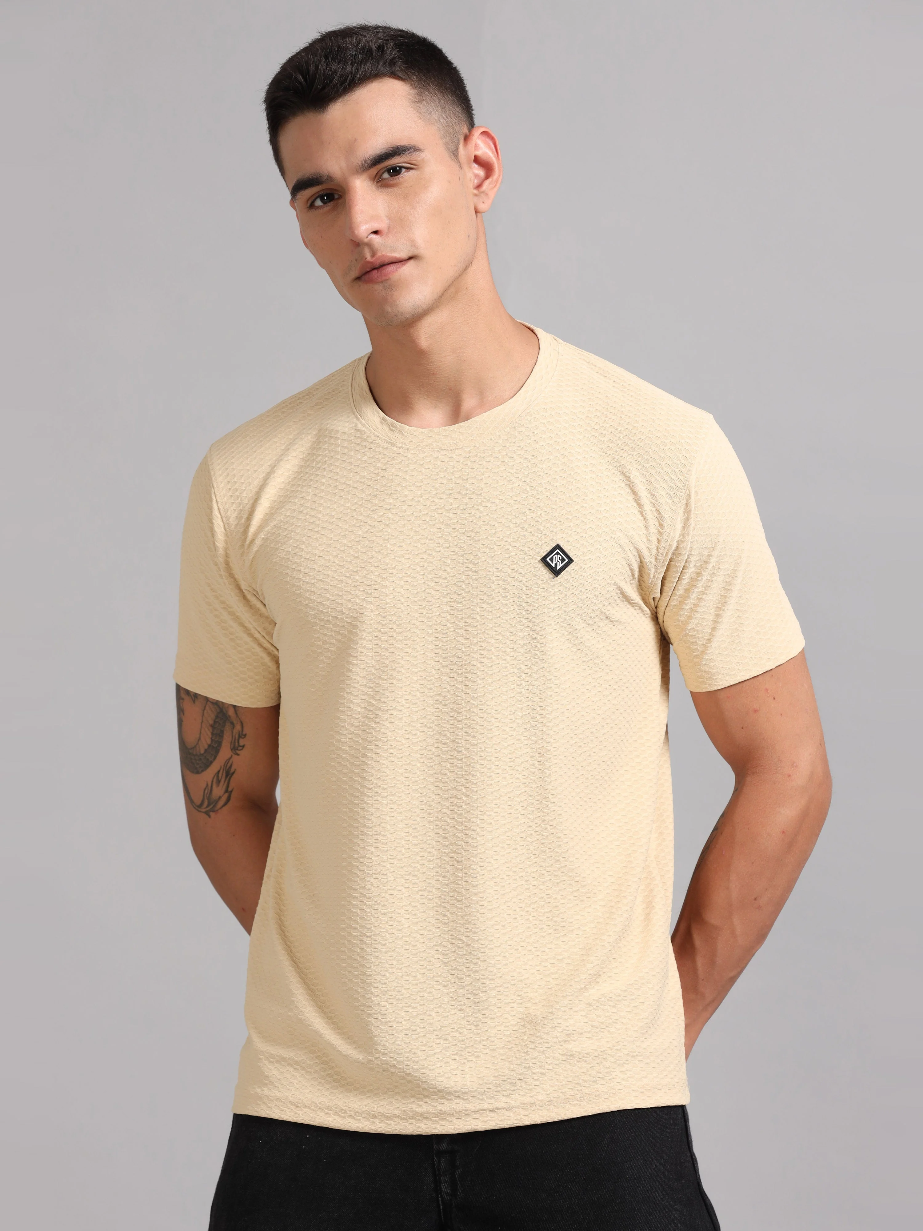 Men Whirl Tex Cream T-Shirt - Image 3