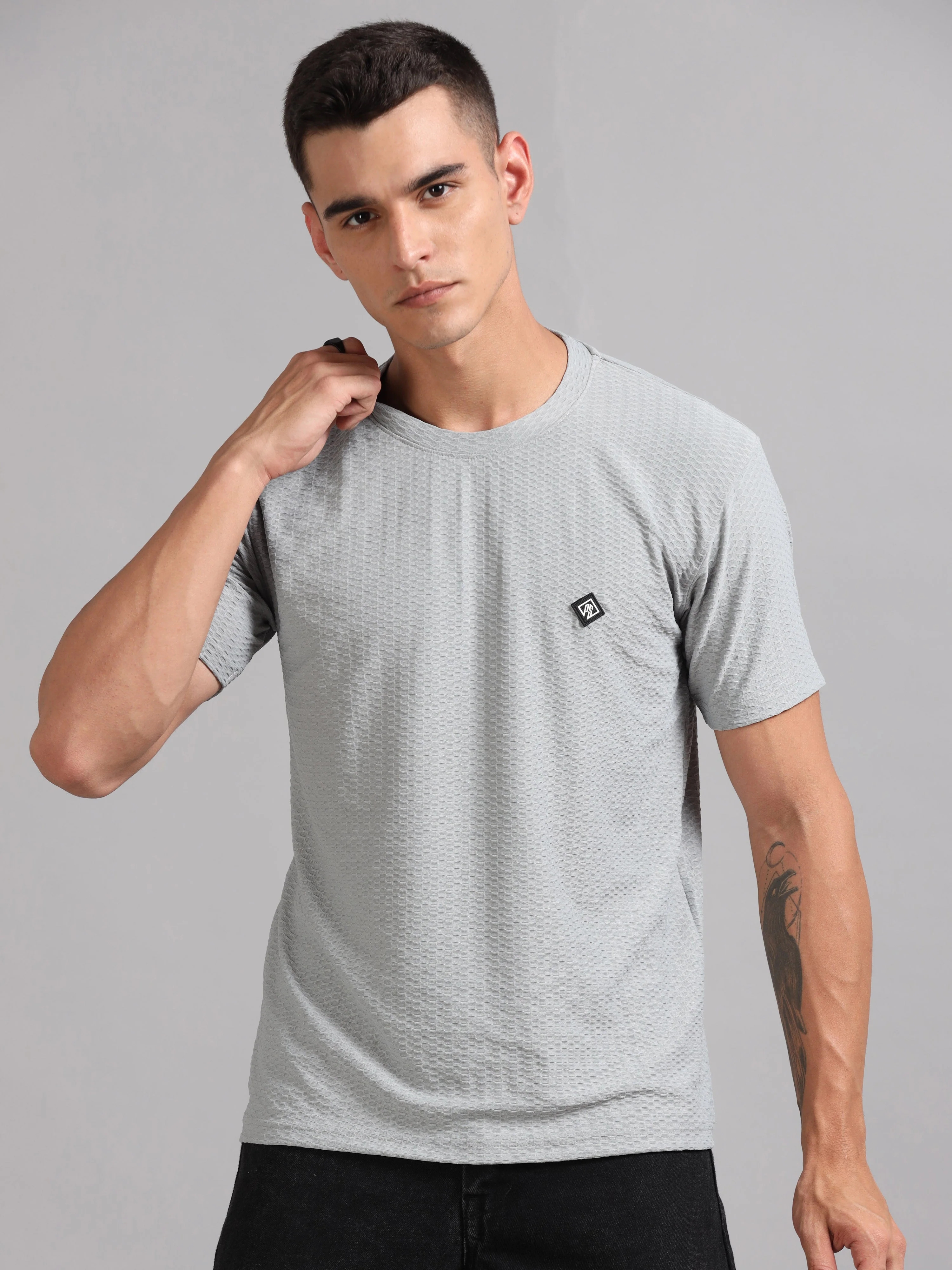 Men Whirl Tex Grey T-Shirt - Image 3