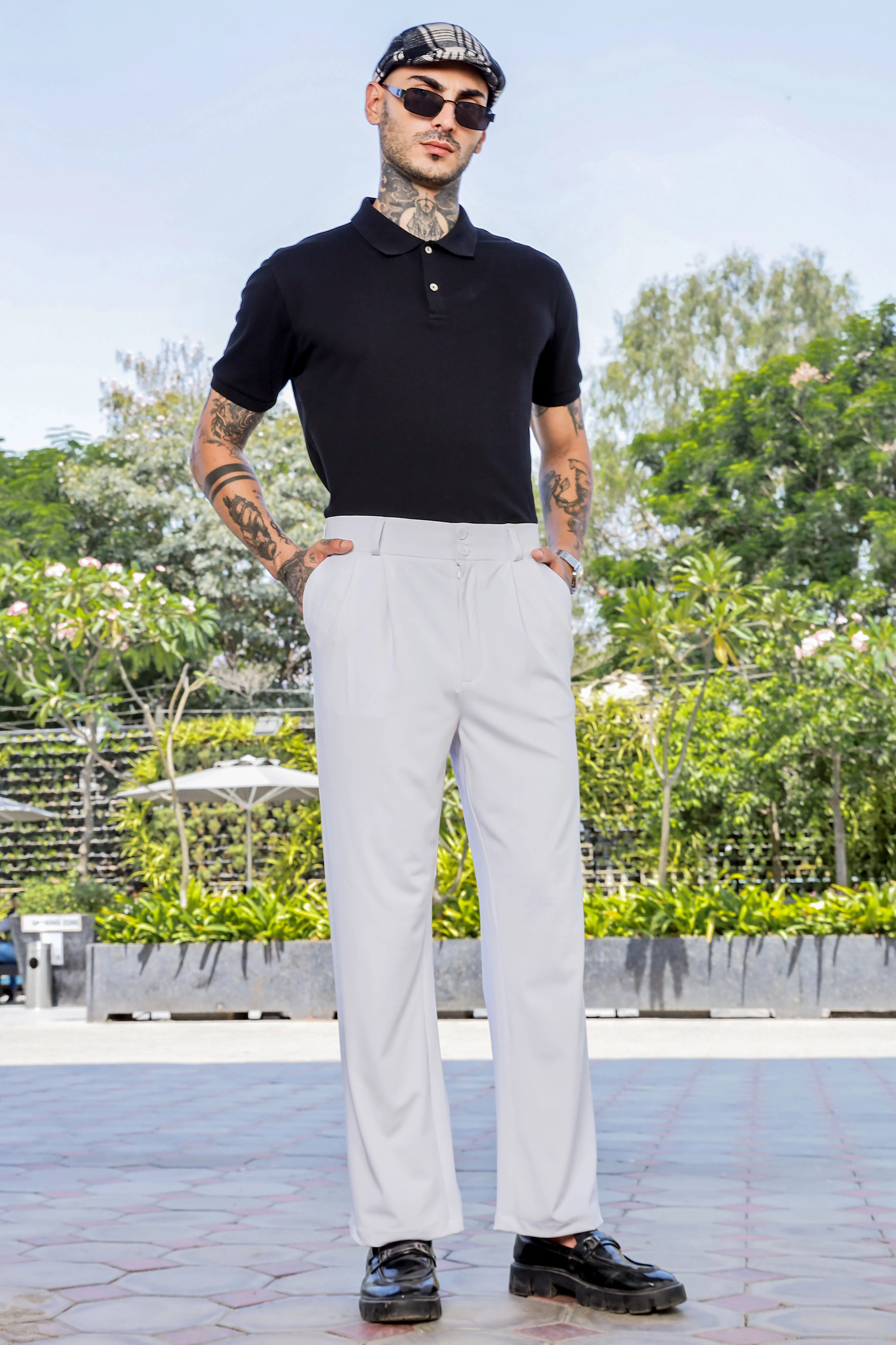 Men White Baggy Korean Trousers - Image 5