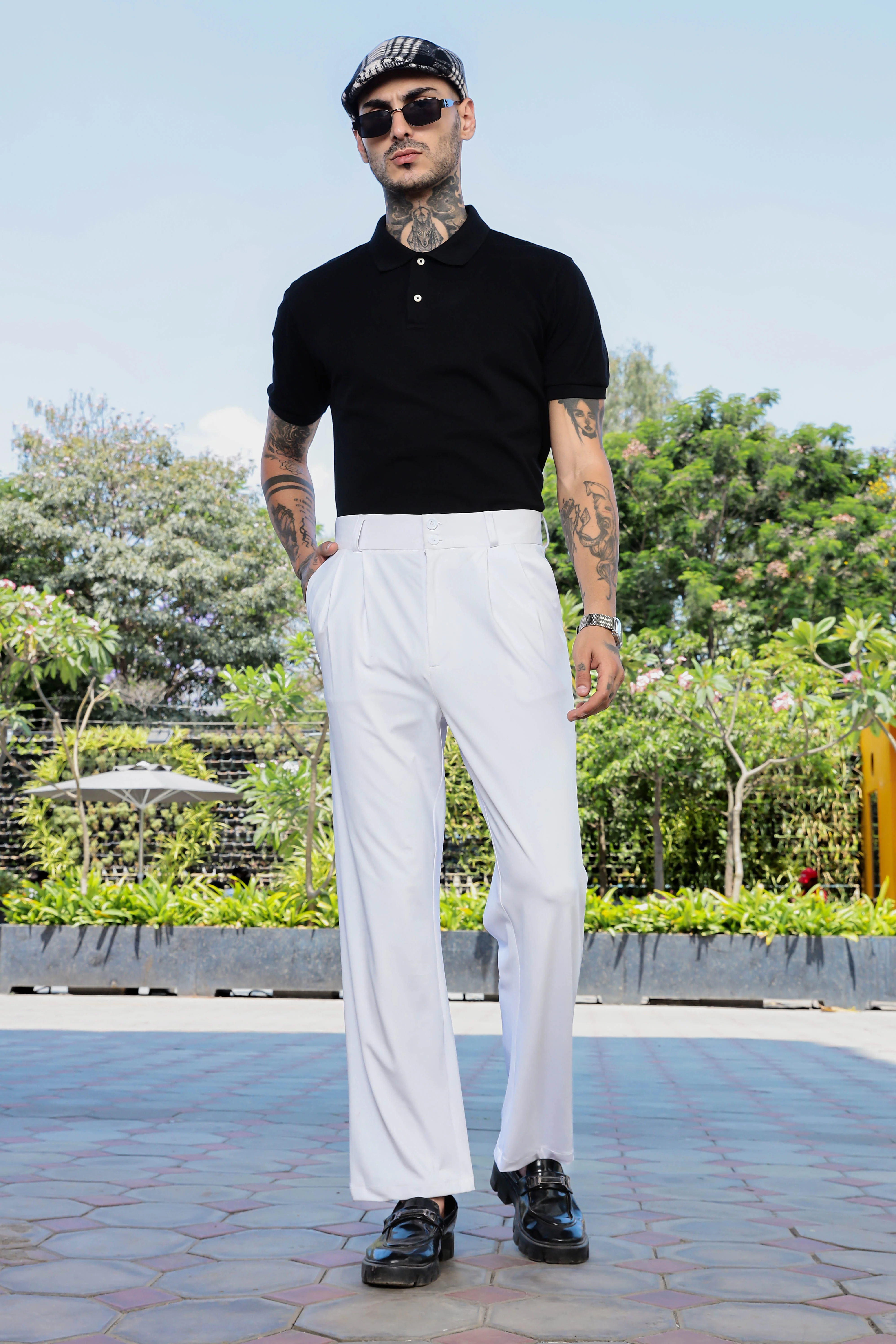 Men White Baggy Korean Trousers - Image 6
