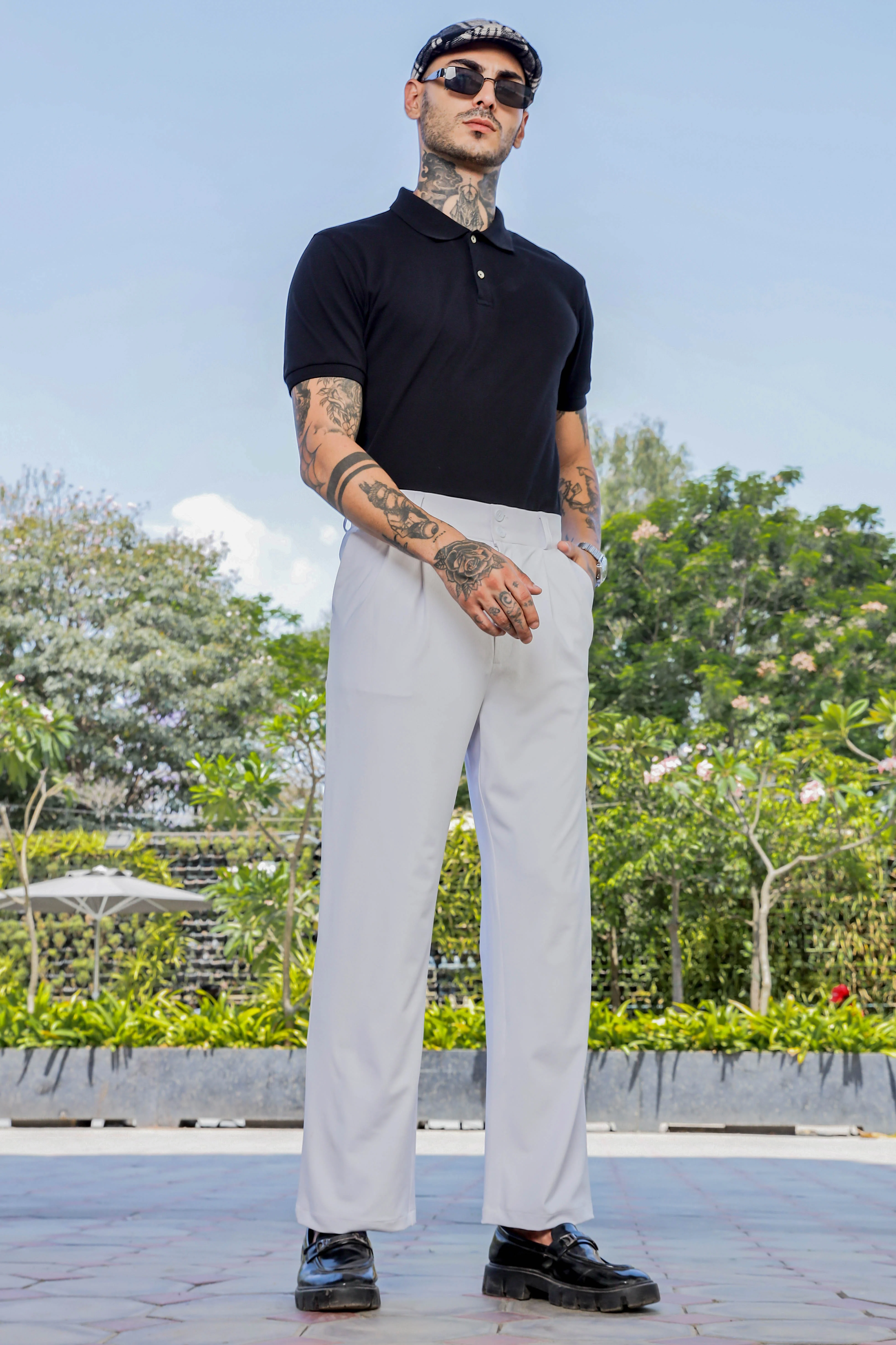 Men White Baggy Korean Trousers - Image 8