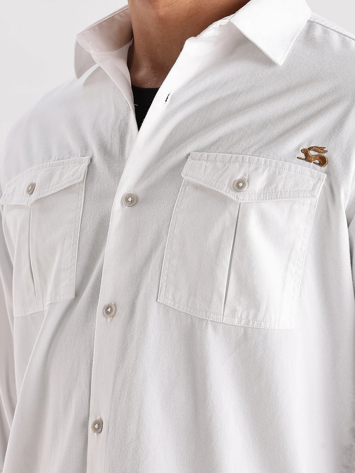 Men White Cargo Shirt - Image 2
