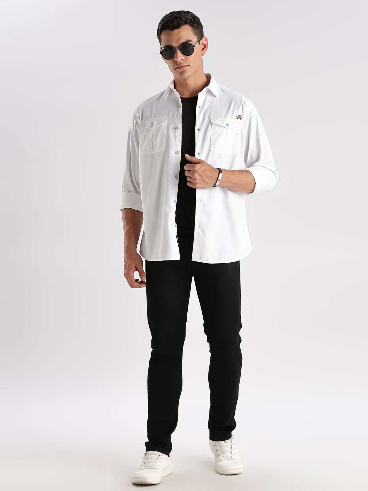 Men White Cargo Shirt - Image 5